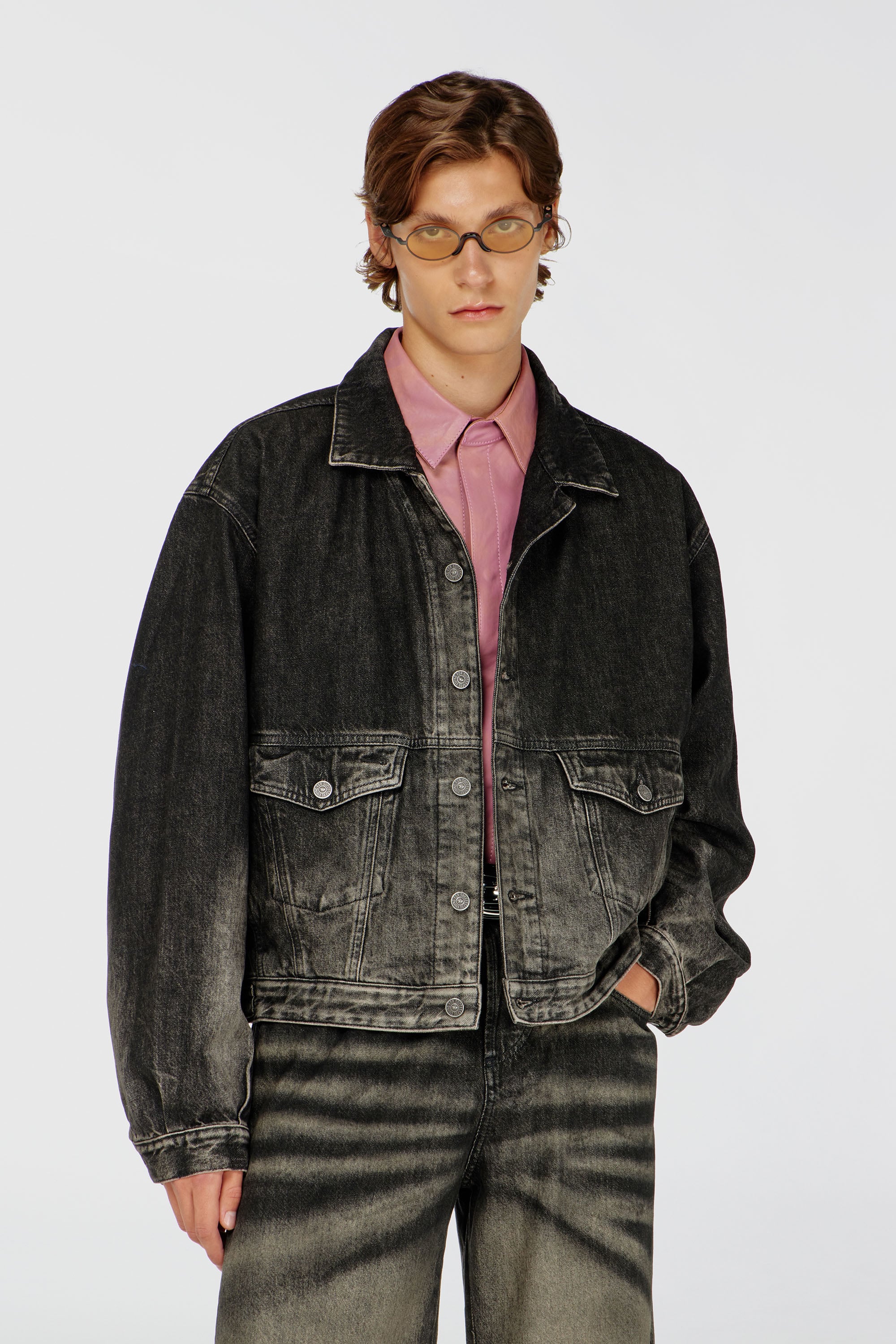 Diesel - D-MORGHI-FSJ, Chaqueta vaquera efecto sucio Hombre in Negro - 1