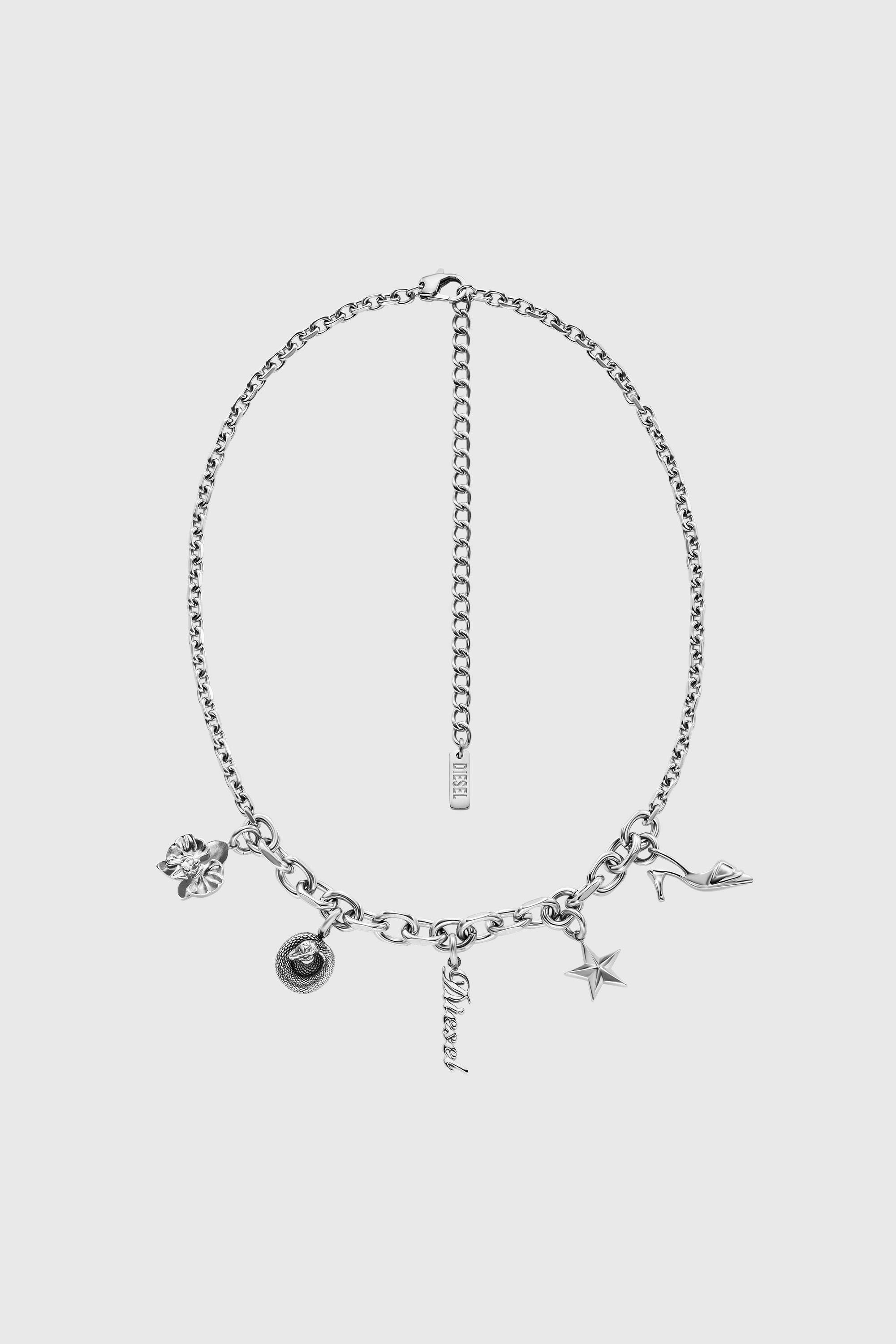 Diesel - DX1745040, Collar con charms de acero inoxidable Unisex in Plateado - 1