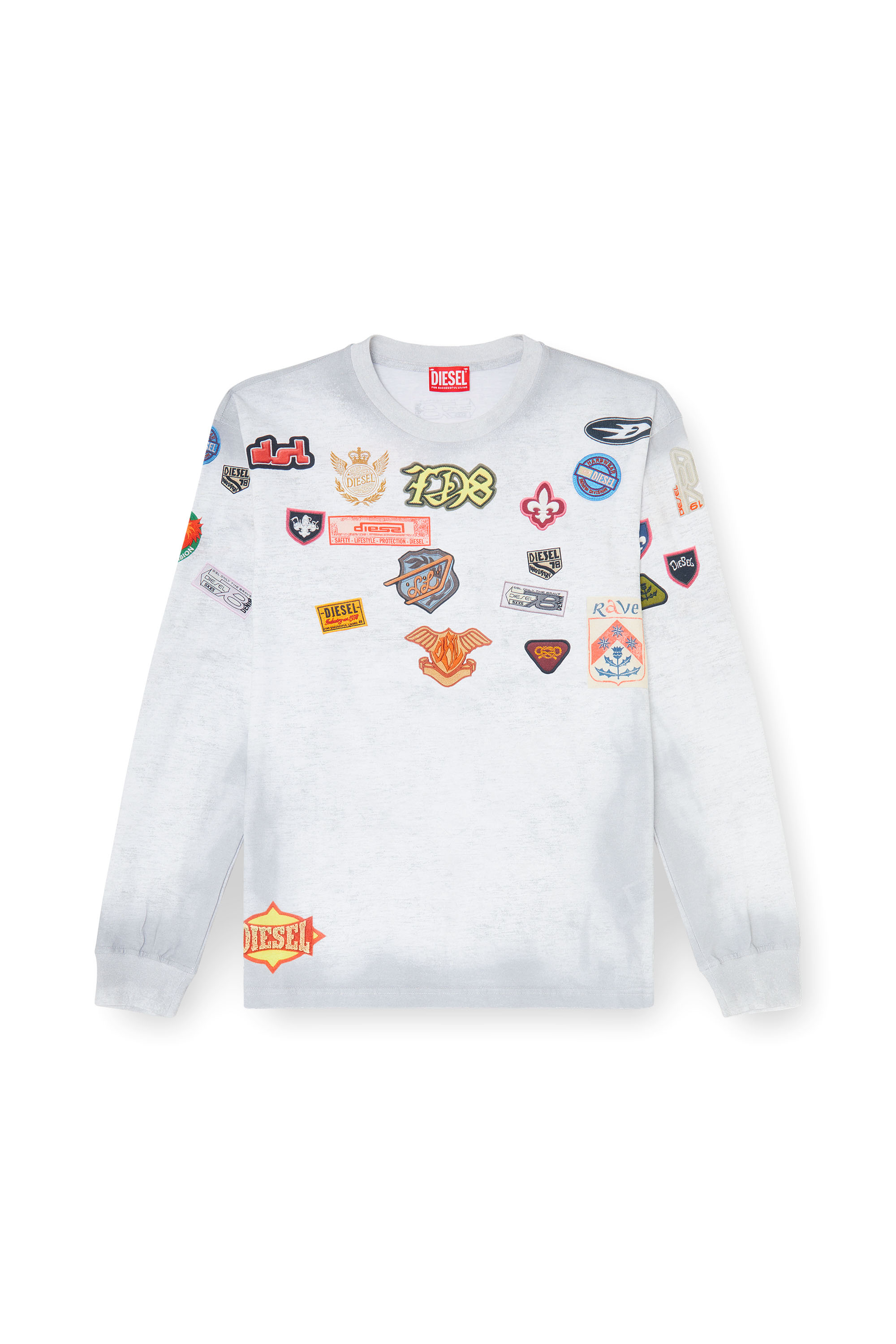 Diesel - T-NORME-LS-PATCHES, Man's Long-sleeve T-shirt with all-over patches print in null - 3
