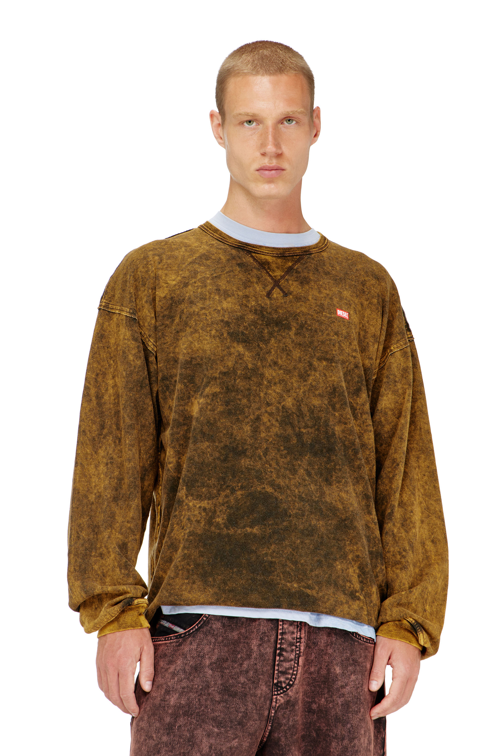 Diesel - T-BOXT-LS-RAW, Camiseta de manga larga acid-wash con detalles deshilachados Hombre in ToBeDefined - 3
