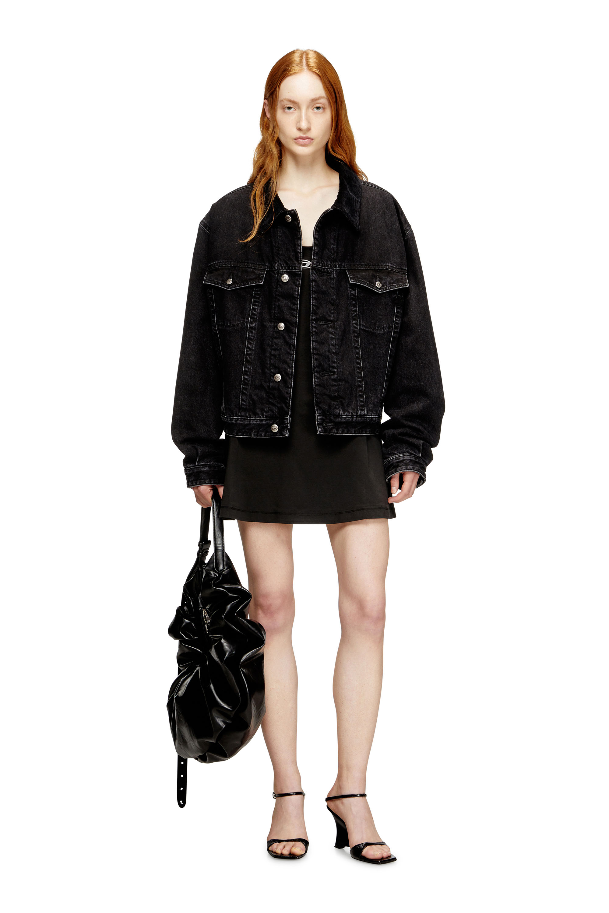Diesel - D-NEWHOP-OD, Mini vestido de algodón con logotipo Oval D Mujer in Negro - 2