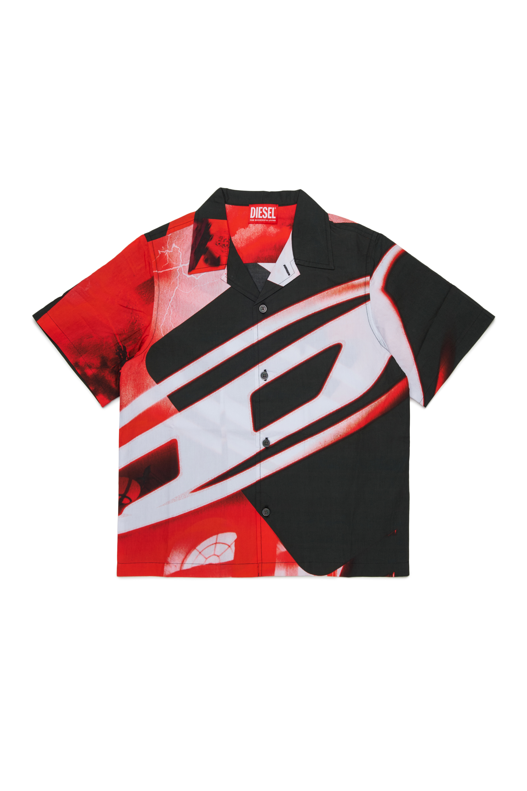 Diesel - MCIOND, Camisa de algod&oacute;n con estampado difuminado por toda la prenda Hombre in Negro - 1