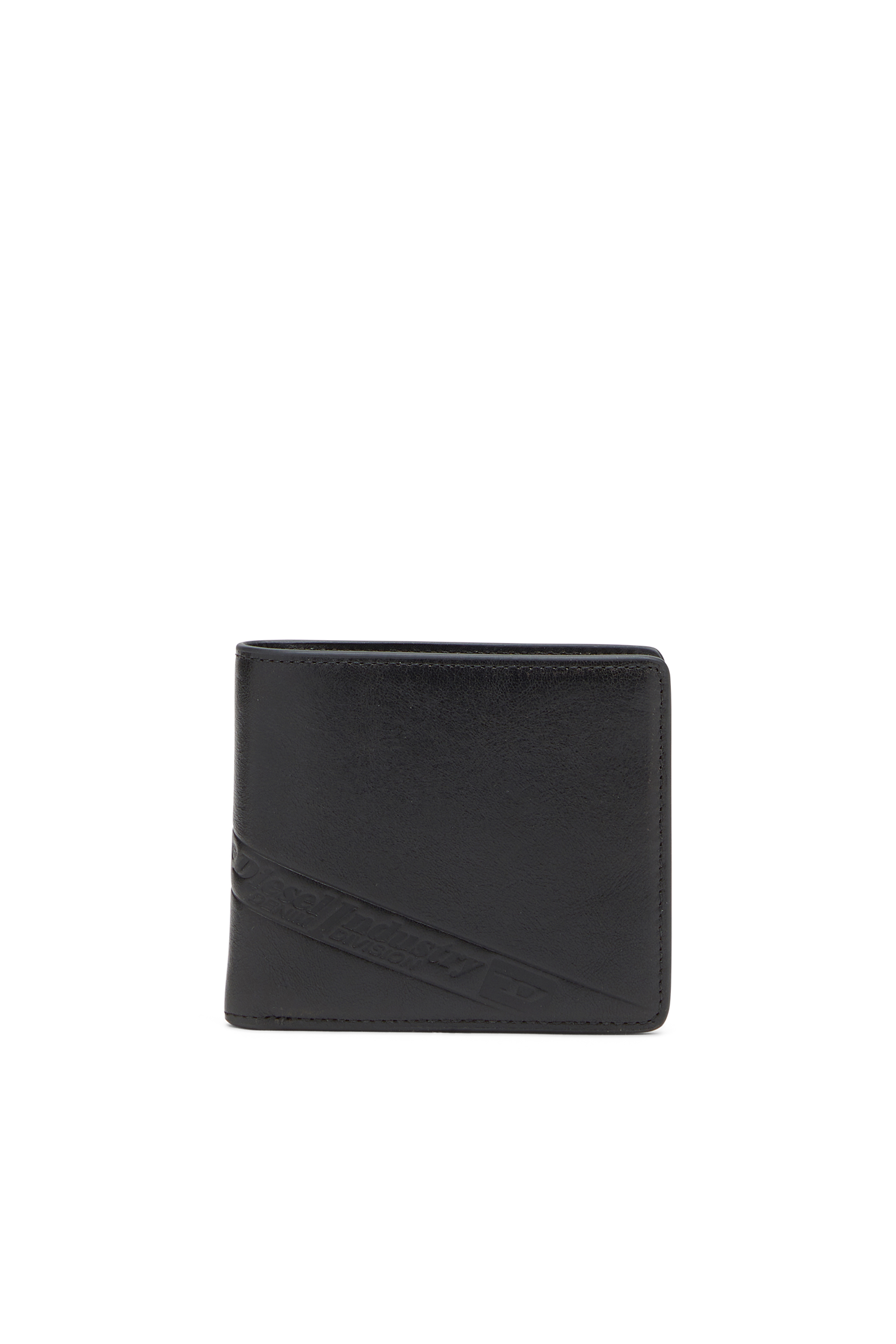 Diesel - FLAG-D BI-FOLD COIN S 3D, Billetera de cuero con logo en relieve. Hombre in Negro - 1