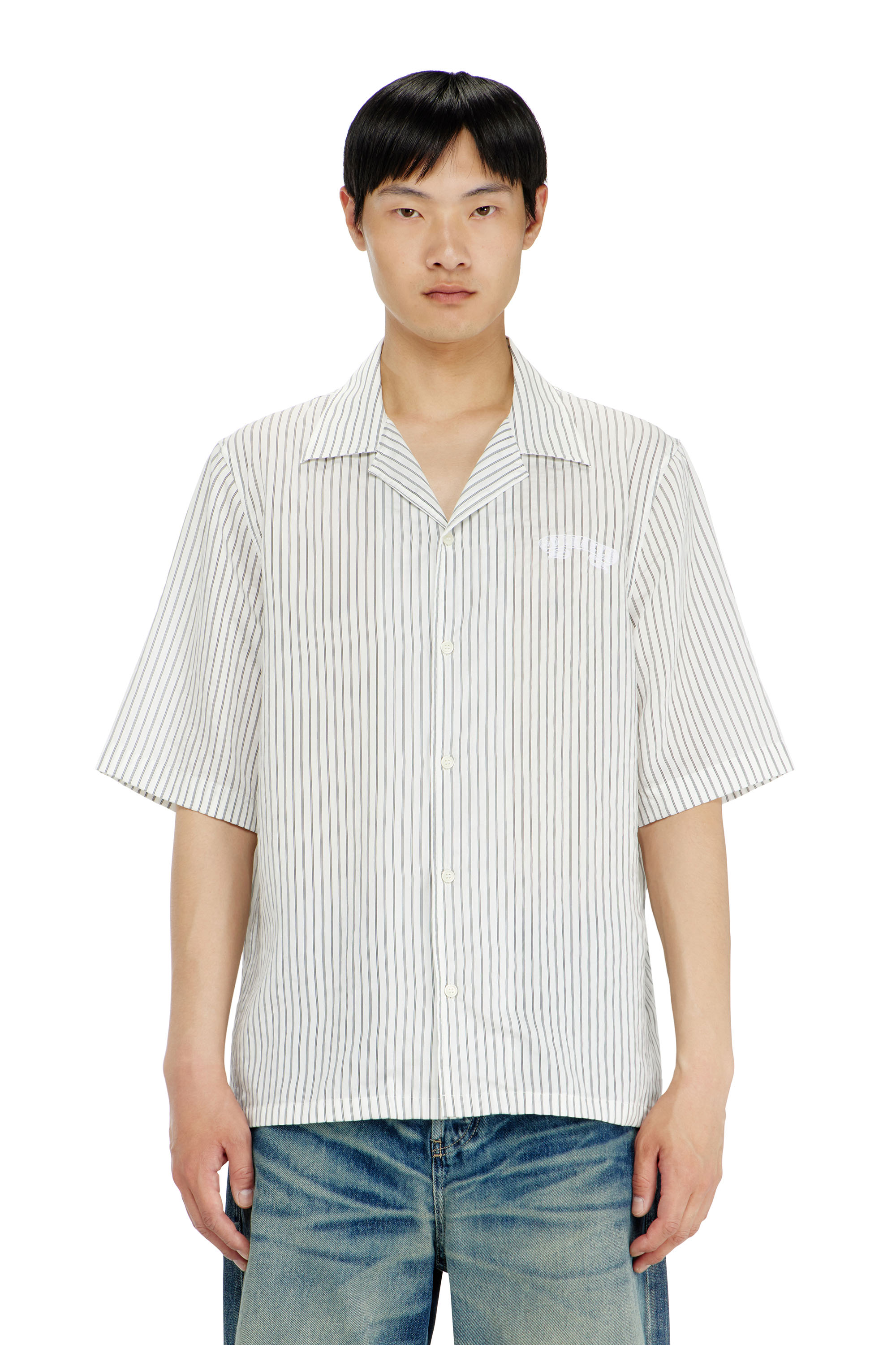Diesel - S-MAC-EFBV, Camisa de manga corta en modal de rayas finas Hombre in Multicolor - 1