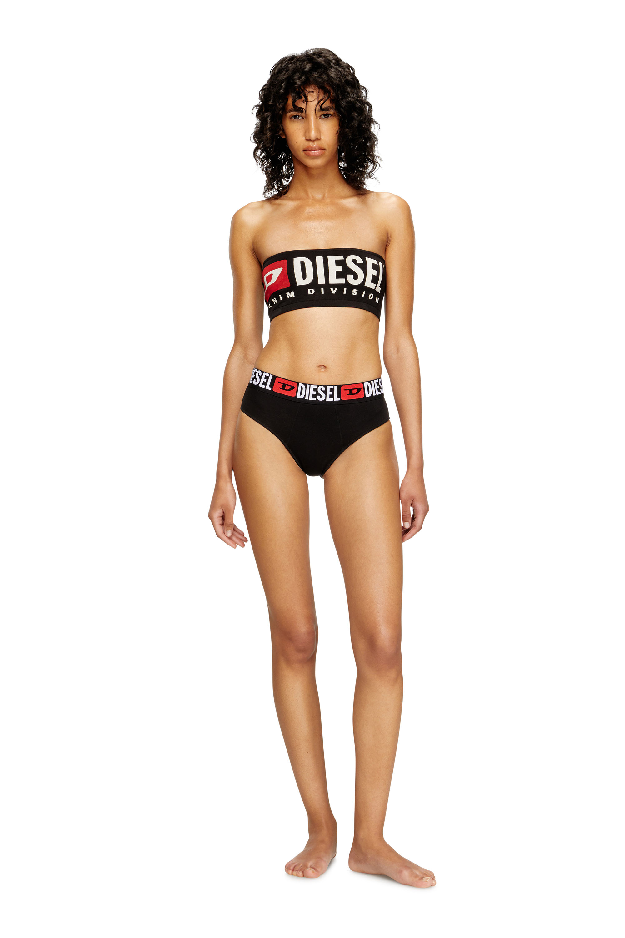 Diesel - UFSB-MELANIE, Pantalones cortos de pijama de tejido con efecto denim Mujer in Negro - 2