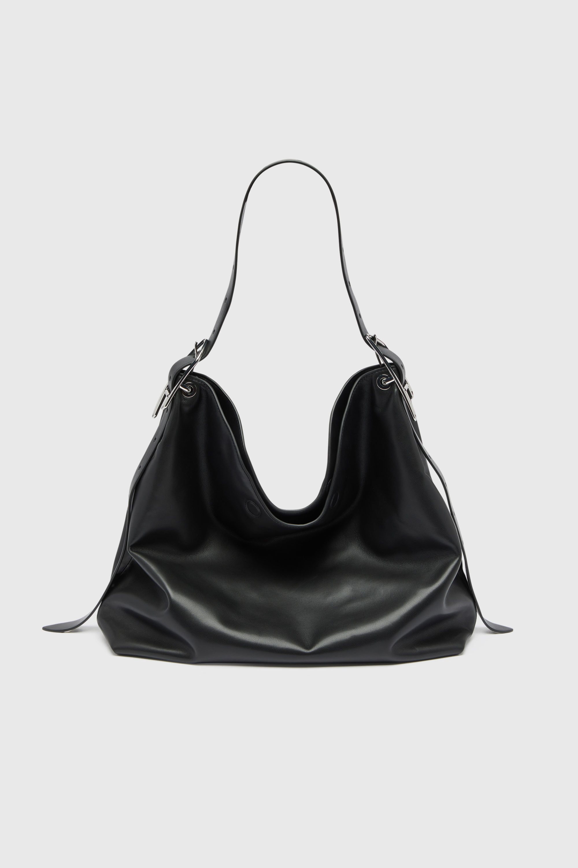 Diesel - D-LINE HOBO L, D-Line-Bolso hobo en cuero Mujer in Negro - 1