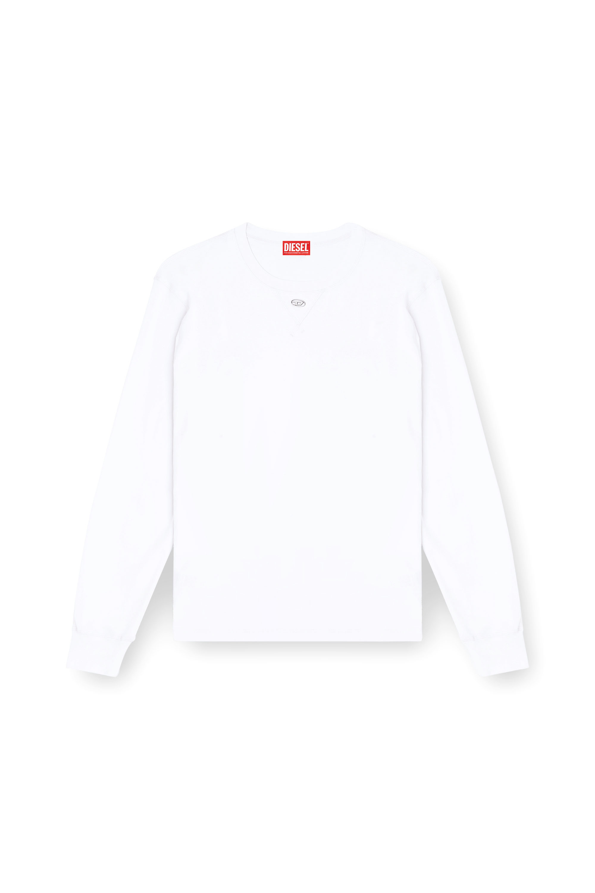 Diesel - T-MADJUST-LS-TR, Camiseta de manga larga de algod&oacute;n con Oval D Hombre in Blanco - 3