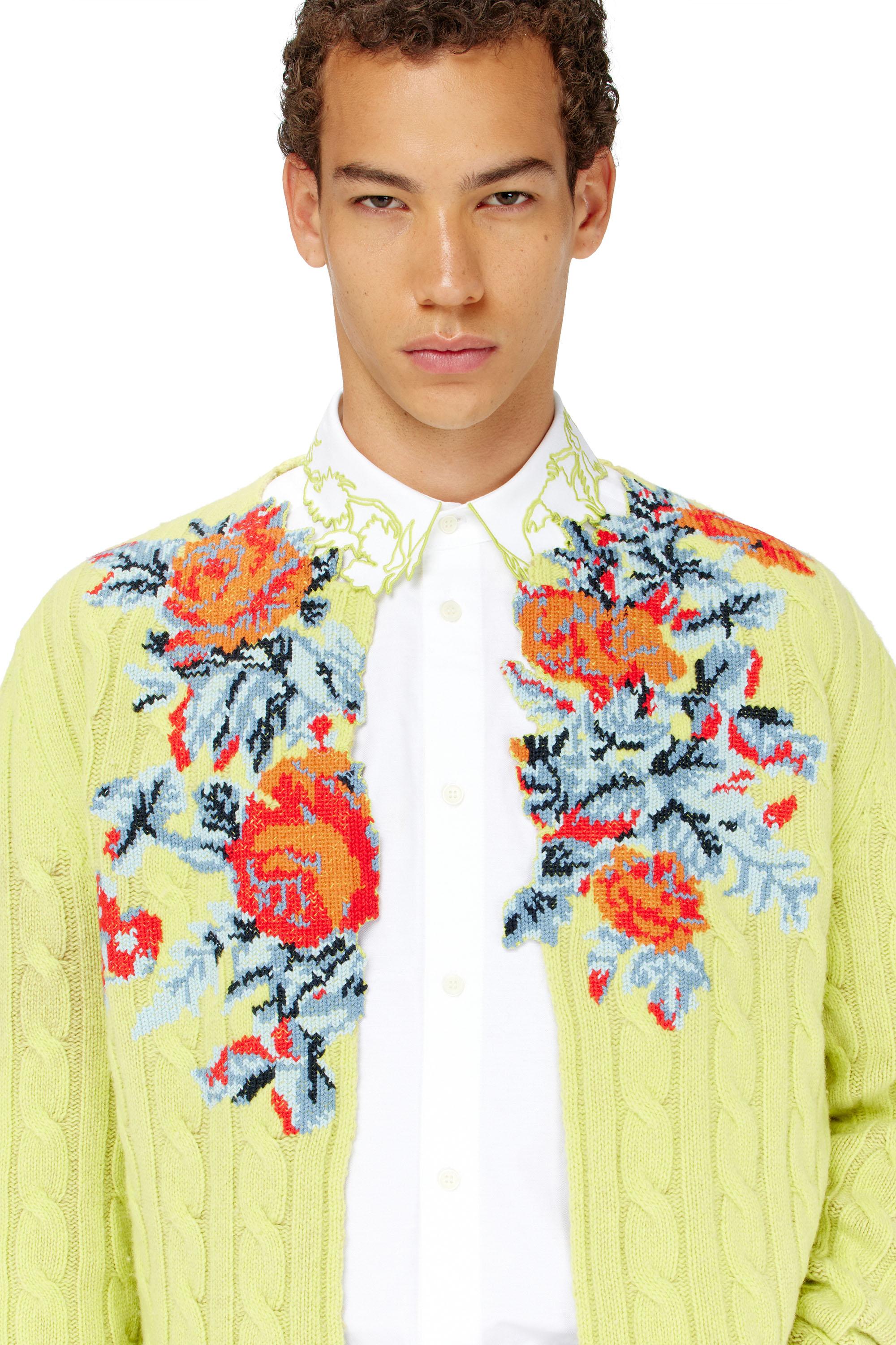 Diesel - K-RINO, C&aacute;rdigan abierto de punto trenzado floral Hombre in ToBeDefined - 4