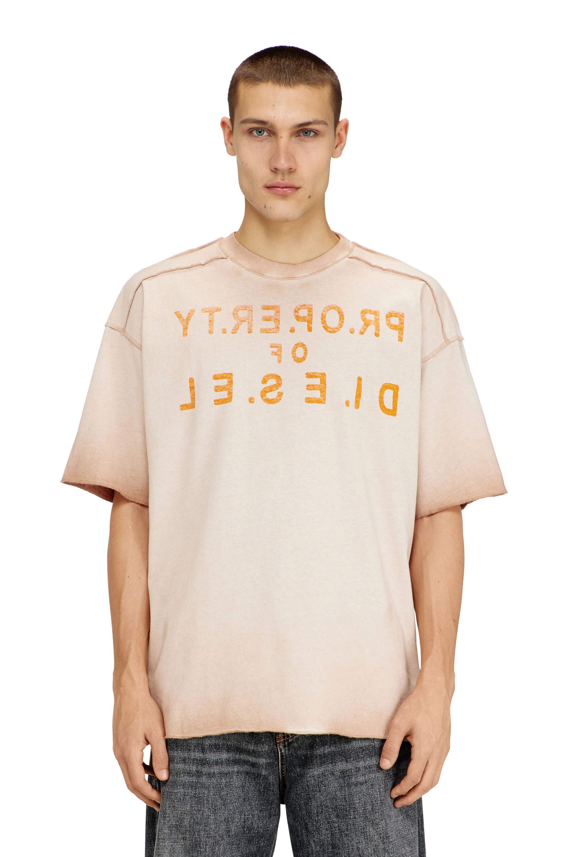 Diesel - T-LOOK, Camiseta de algod&oacute;n relajada con estampado en la parte delantera y trasera. Hombre in ToBeDefined - 1