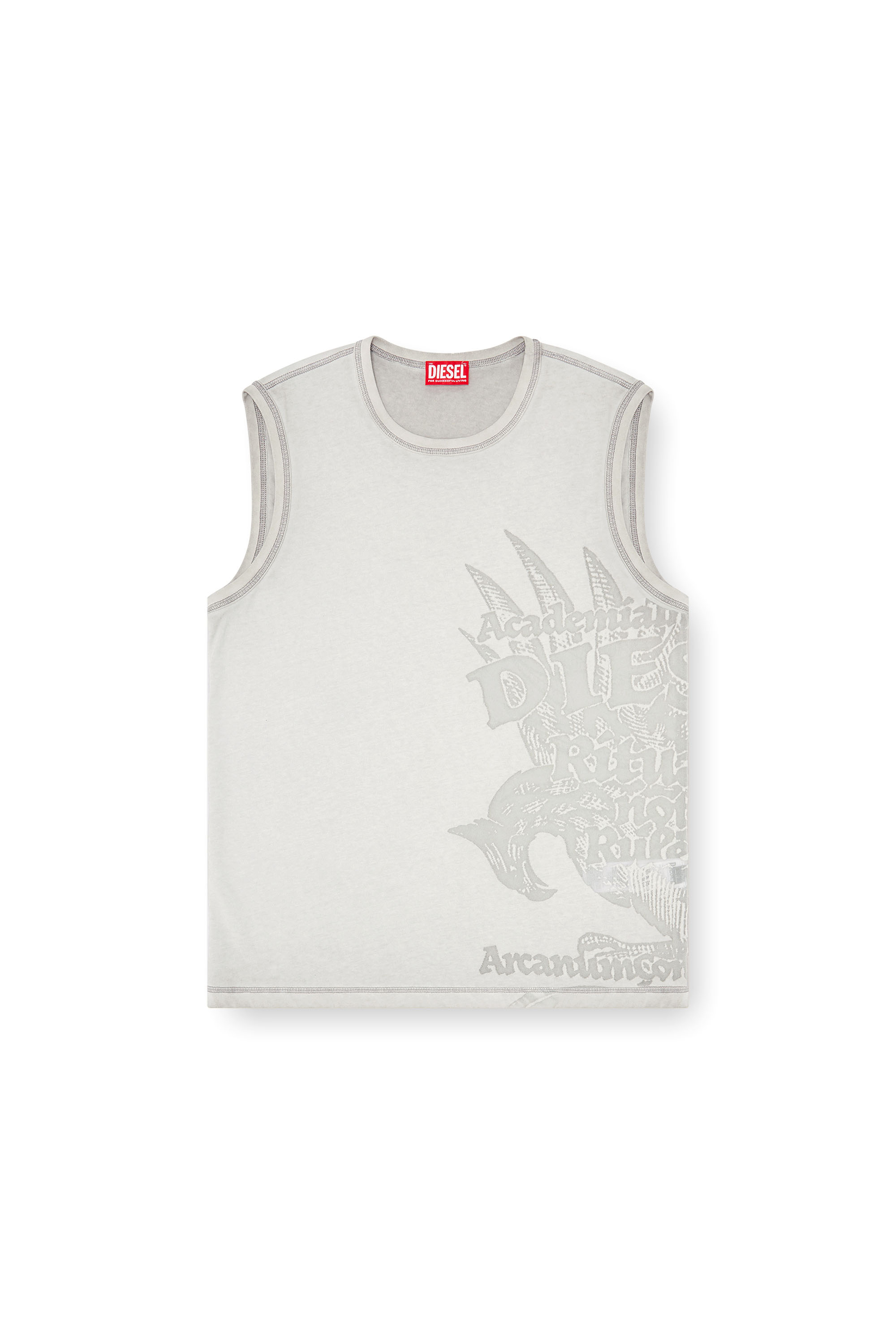 Diesel - T-RAWBISCO, Top sin mangas con gr&aacute;ficos en relieve Hombre in Gris - 3