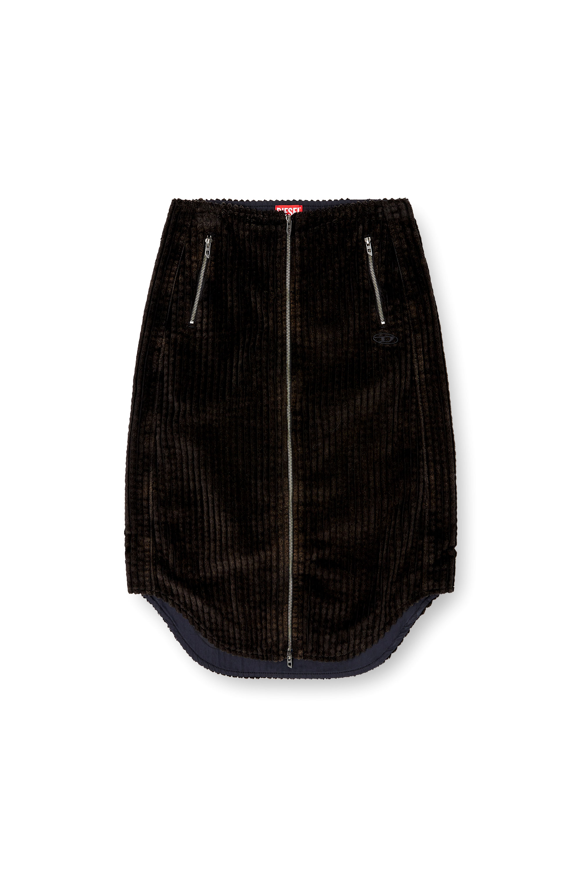 Diesel - O-LLIPOP, Falda midi de algodón con cremallera Mujer in Negro - 3