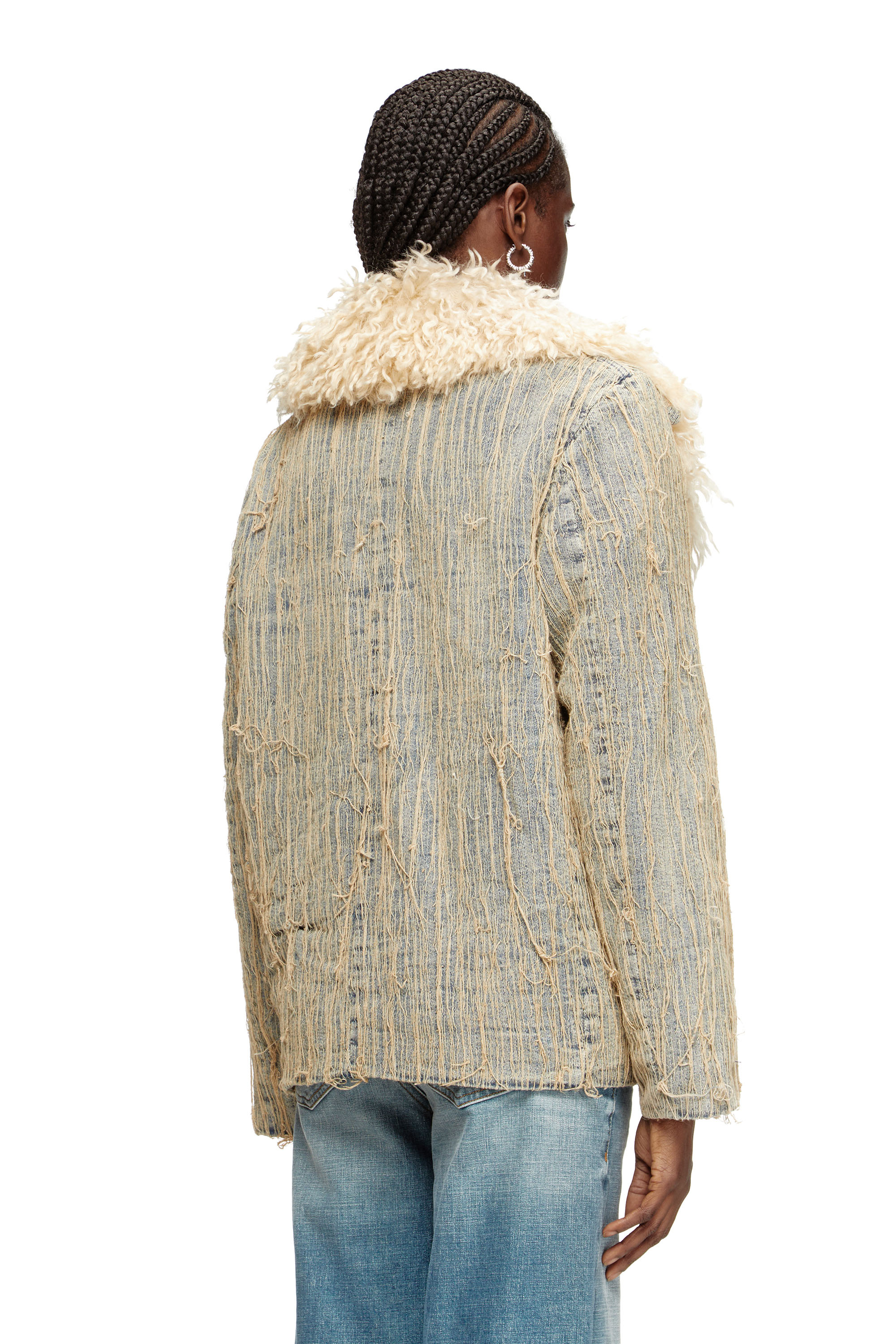 Diesel - DE-ACONIC-S, Chaqueta de denim jacquard con hilos flotantes Mujer in Azul marino - 4