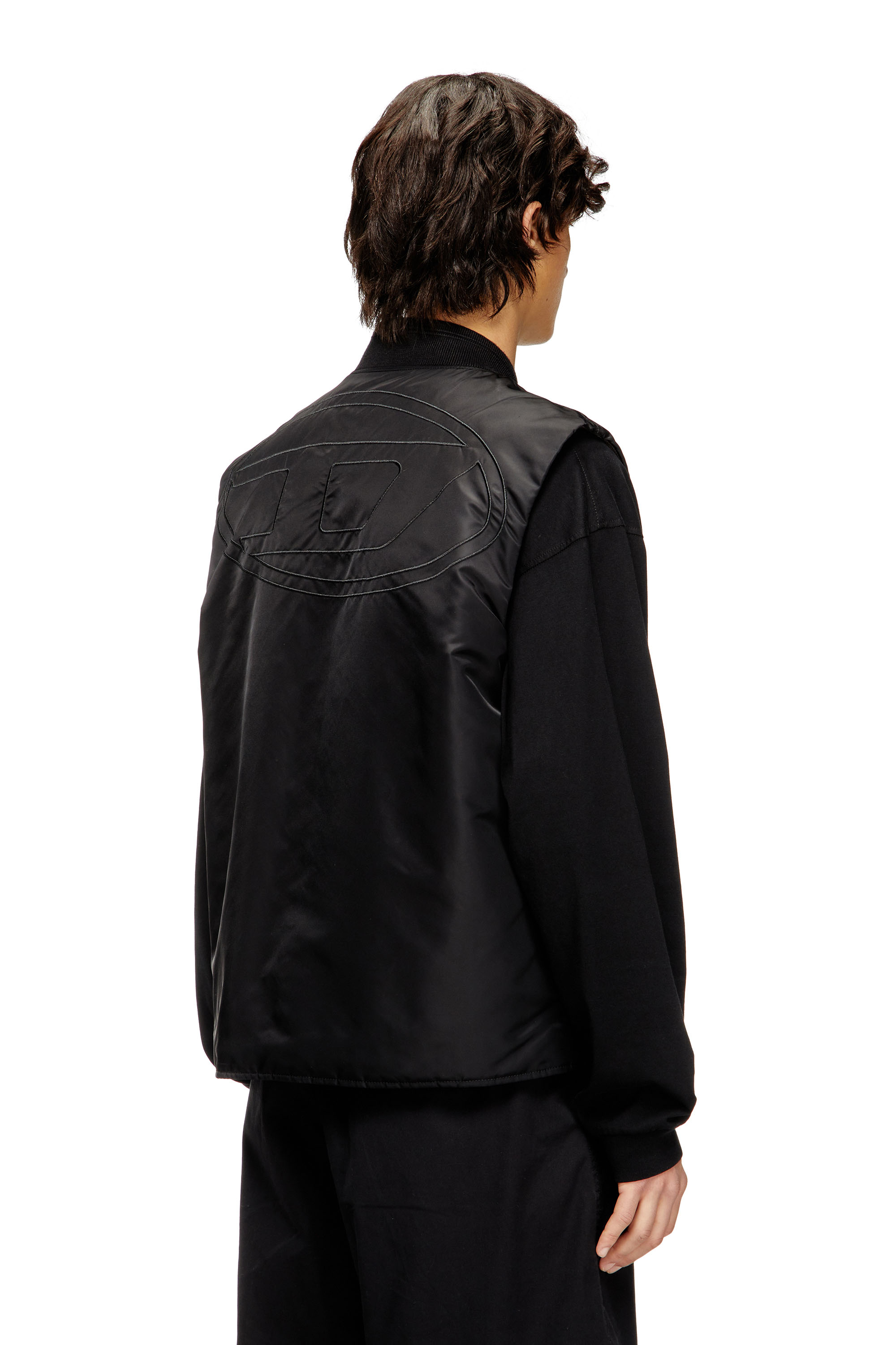 Diesel - W-TYPE-D1-SL, Chaleco acolchado de satén con bordado Oval D Hombre in Negro - 4