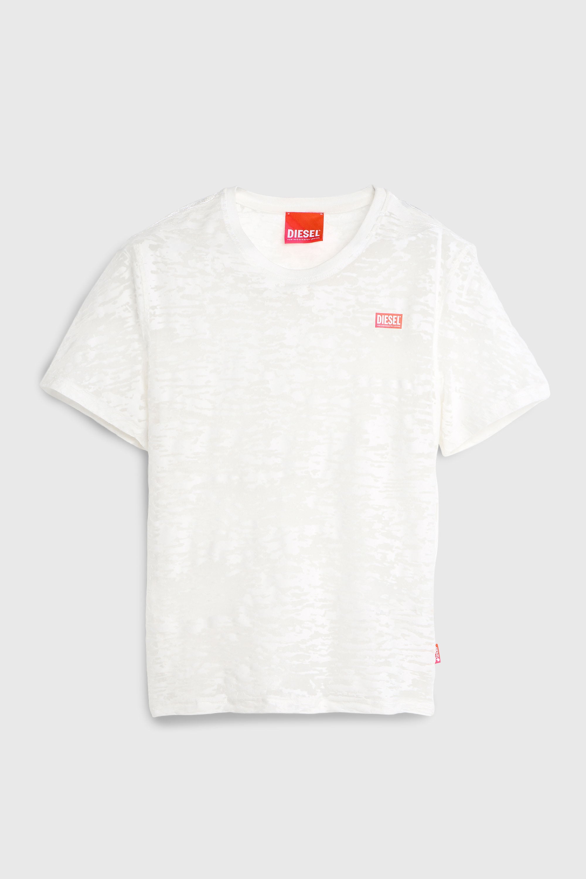 Diesel - PR-T-NOTS-MATI-R, Camiseta de jersey all-over devor&eacute; Unisex in Blanco - 2