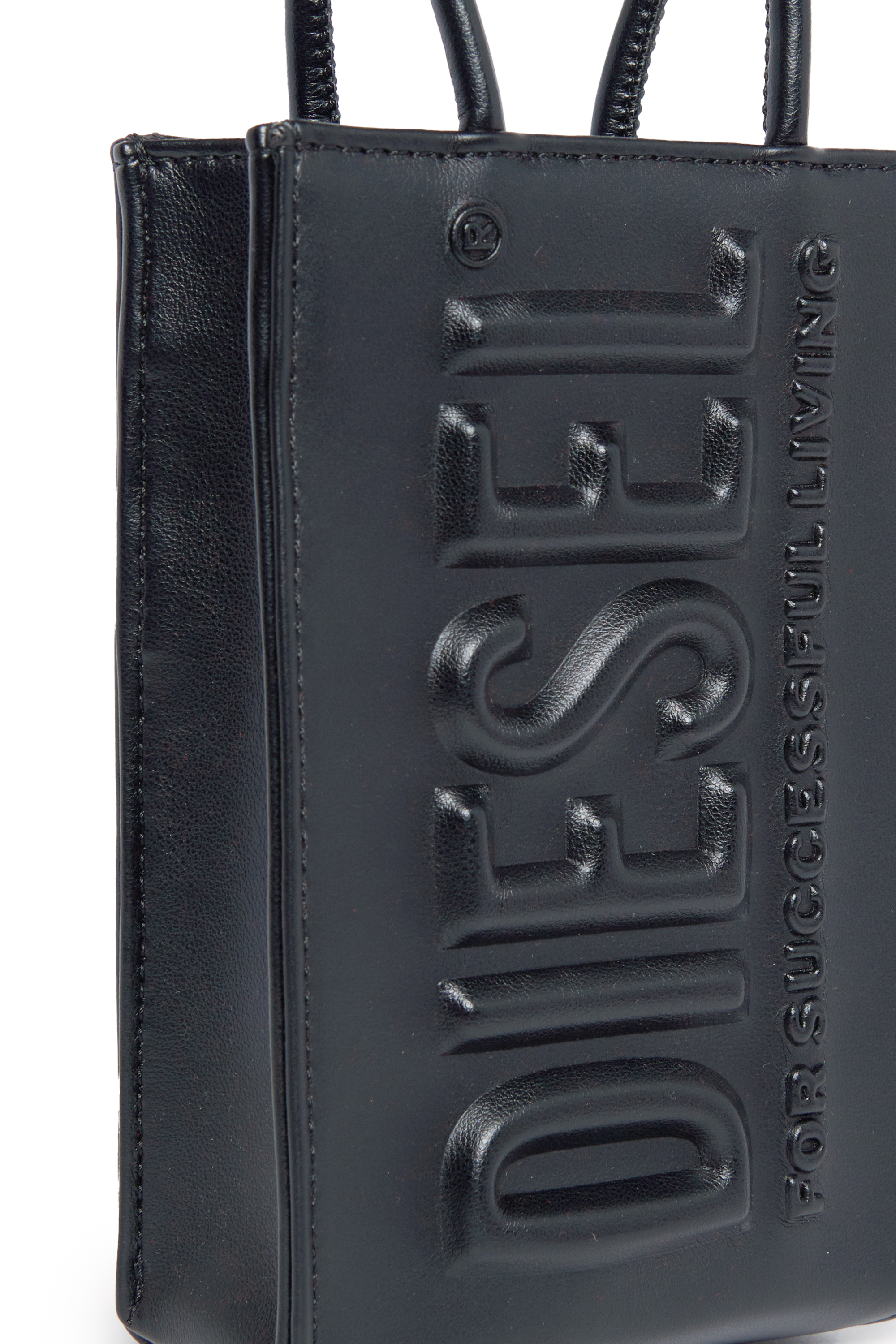 Diesel - DSL 3D SHOPPER MINI, Minibolso tote con logotipo en relieve Mujer in Negro - 4