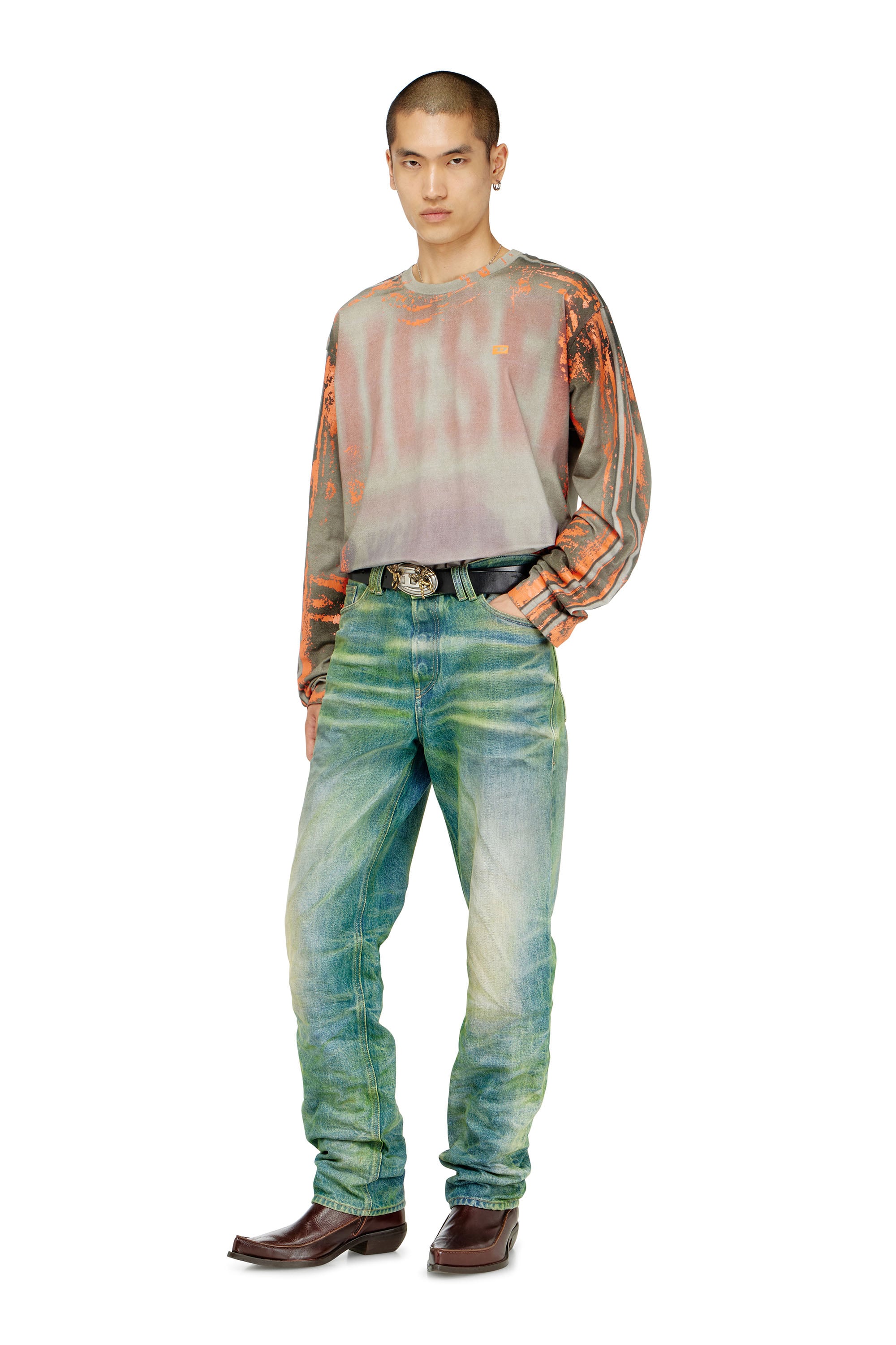 Diesel - T-FILMY, Camiseta de manga larga de jersey efecto agrietado Hombre in Multicolor - 2