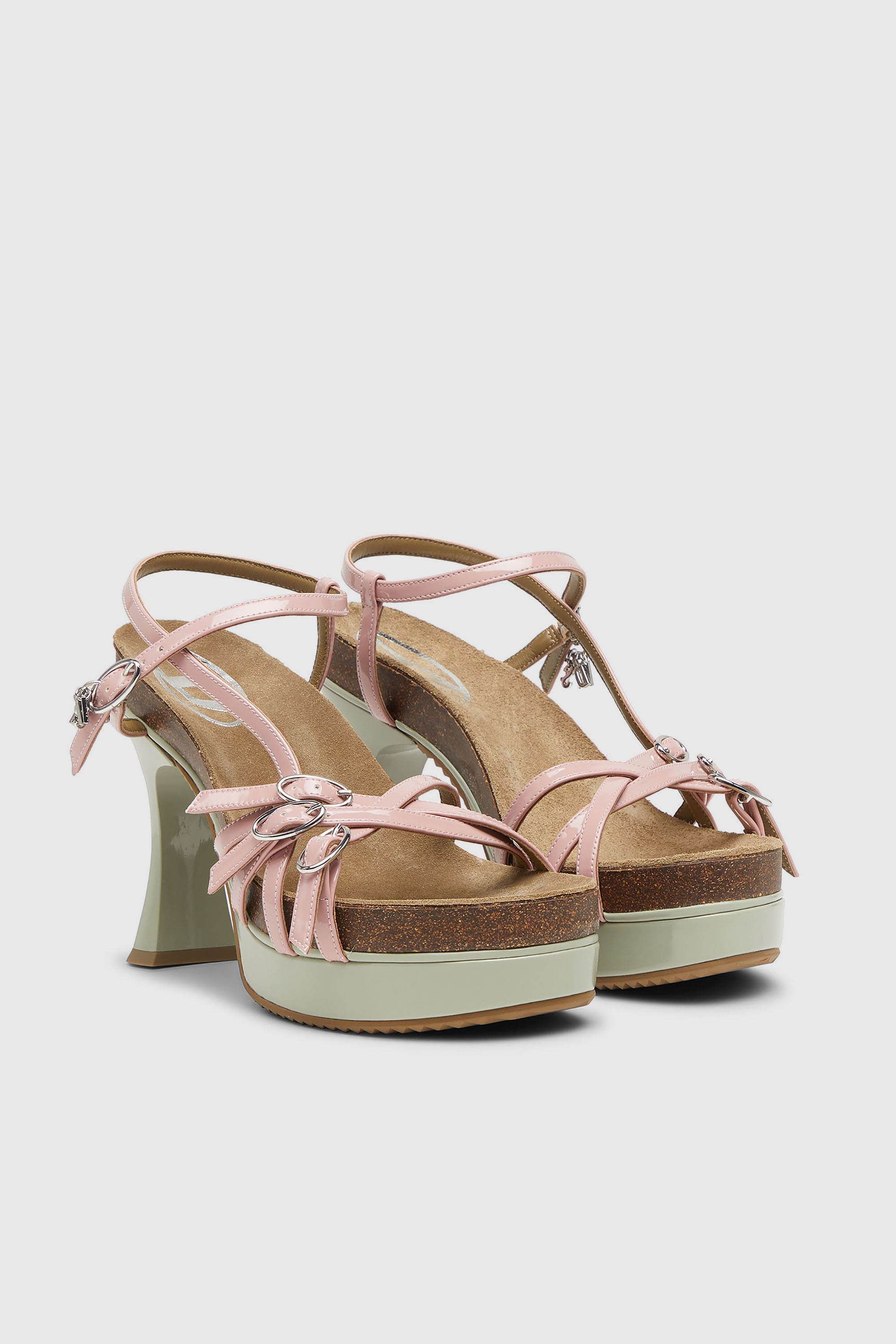 Diesel - D-WOODSTOCK 105 SANDAL, D-Woodstock-Sandalias de plataforma con tiras en PU brillante Mujer in Multicolor - 2