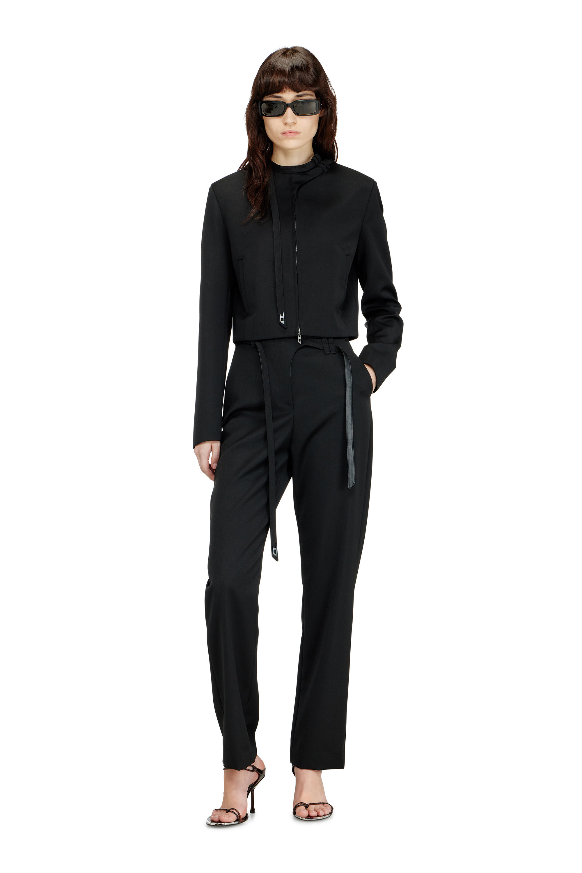 Diesel - G-HAVOC-1, Americana entallada con tira de cuello biker Mujer in Negro - 2