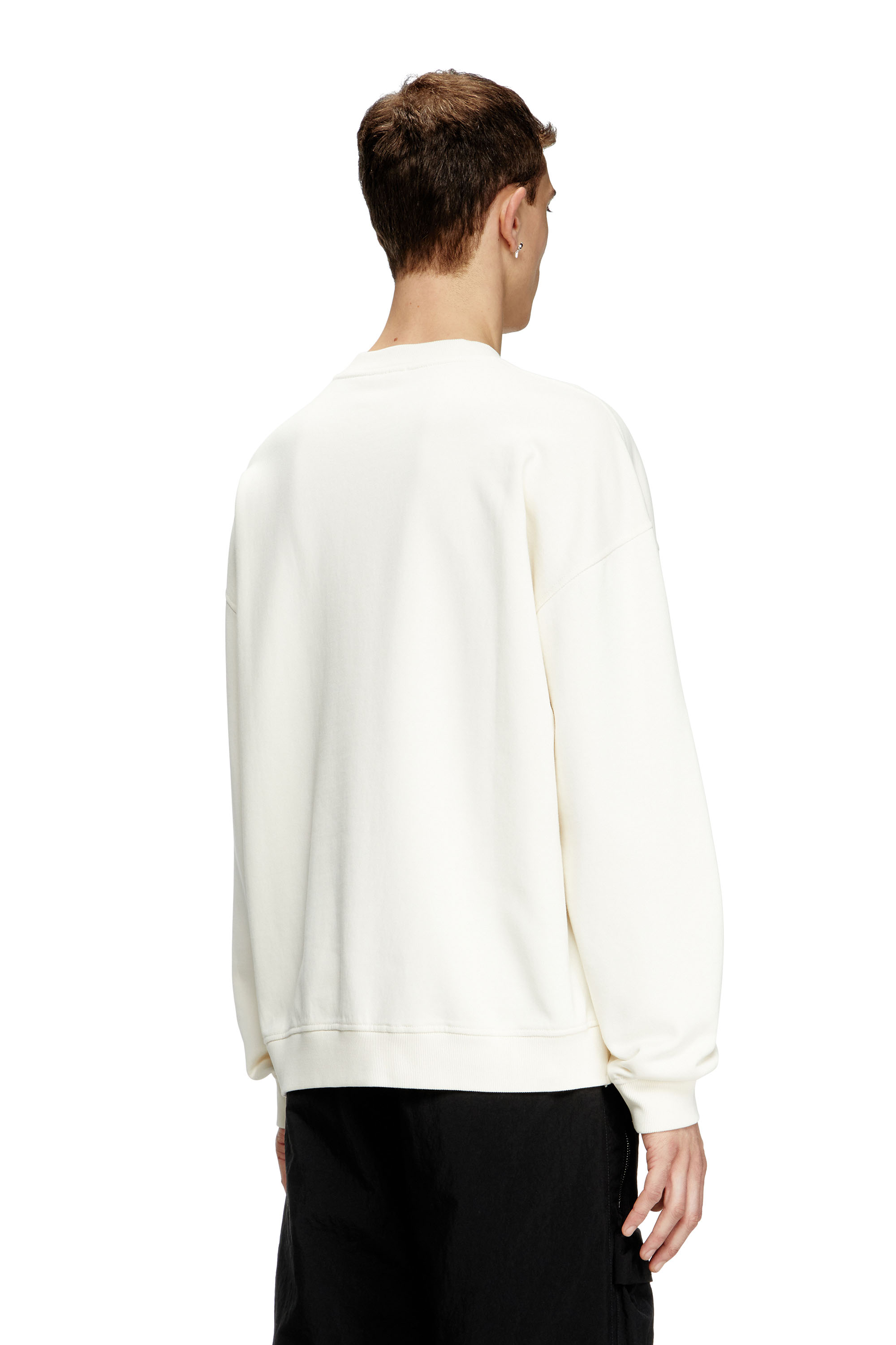 Diesel - S-BOXT-N5, Man's Sweatshirt with distressed flocked logo in White/Black - 4