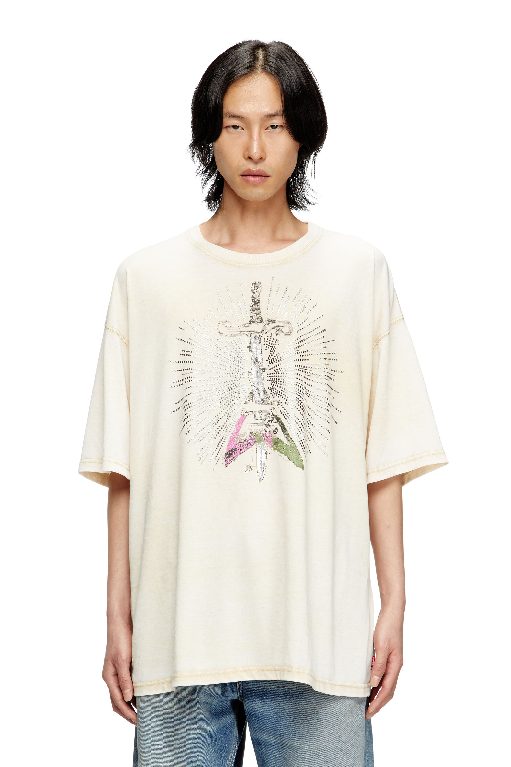 Diesel - T-BOXT-T18, Camiseta con estampado de espada Hombre in Beige - 1