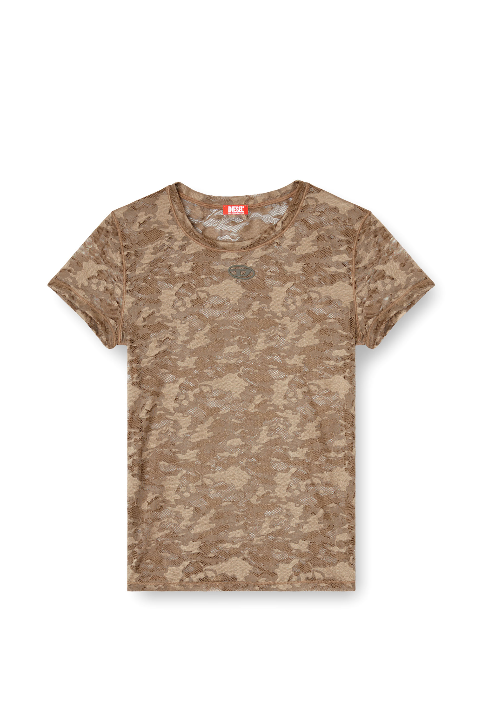 Diesel - KASIA-UTLT, Camiseta de encaje camuflado Mujer in Marrón - 4