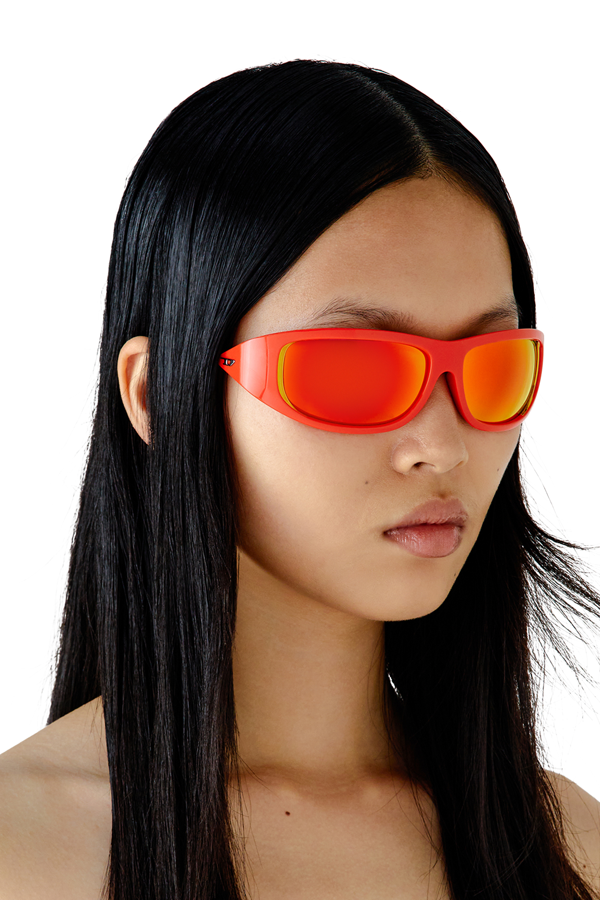 Diesel - 0DL3001, Unisex Wraparound style sunglasses in Orange - Image 6