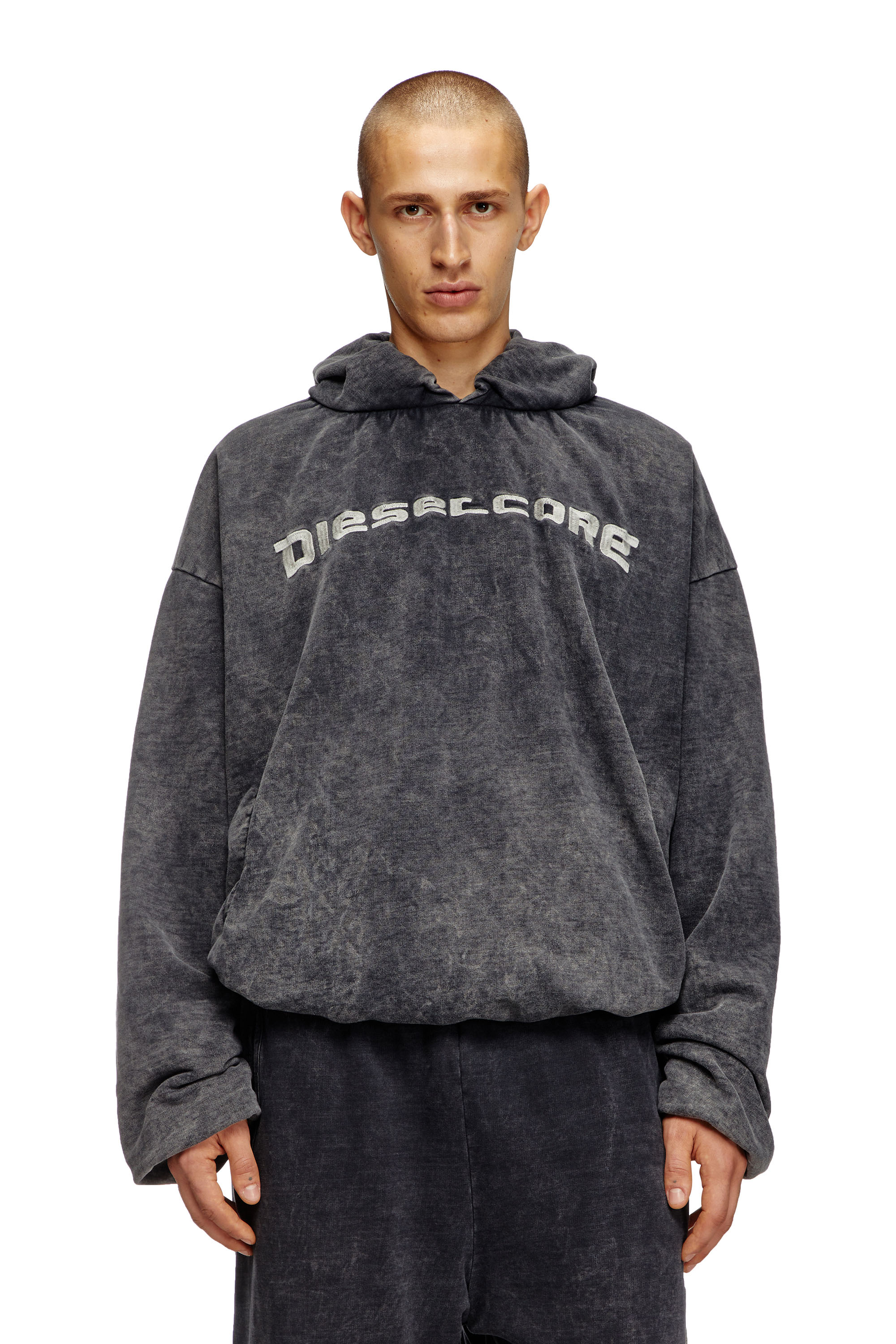 Diesel - S-FISHY, Sudadera con capucha con efecto denim Hombre in Negro - 6