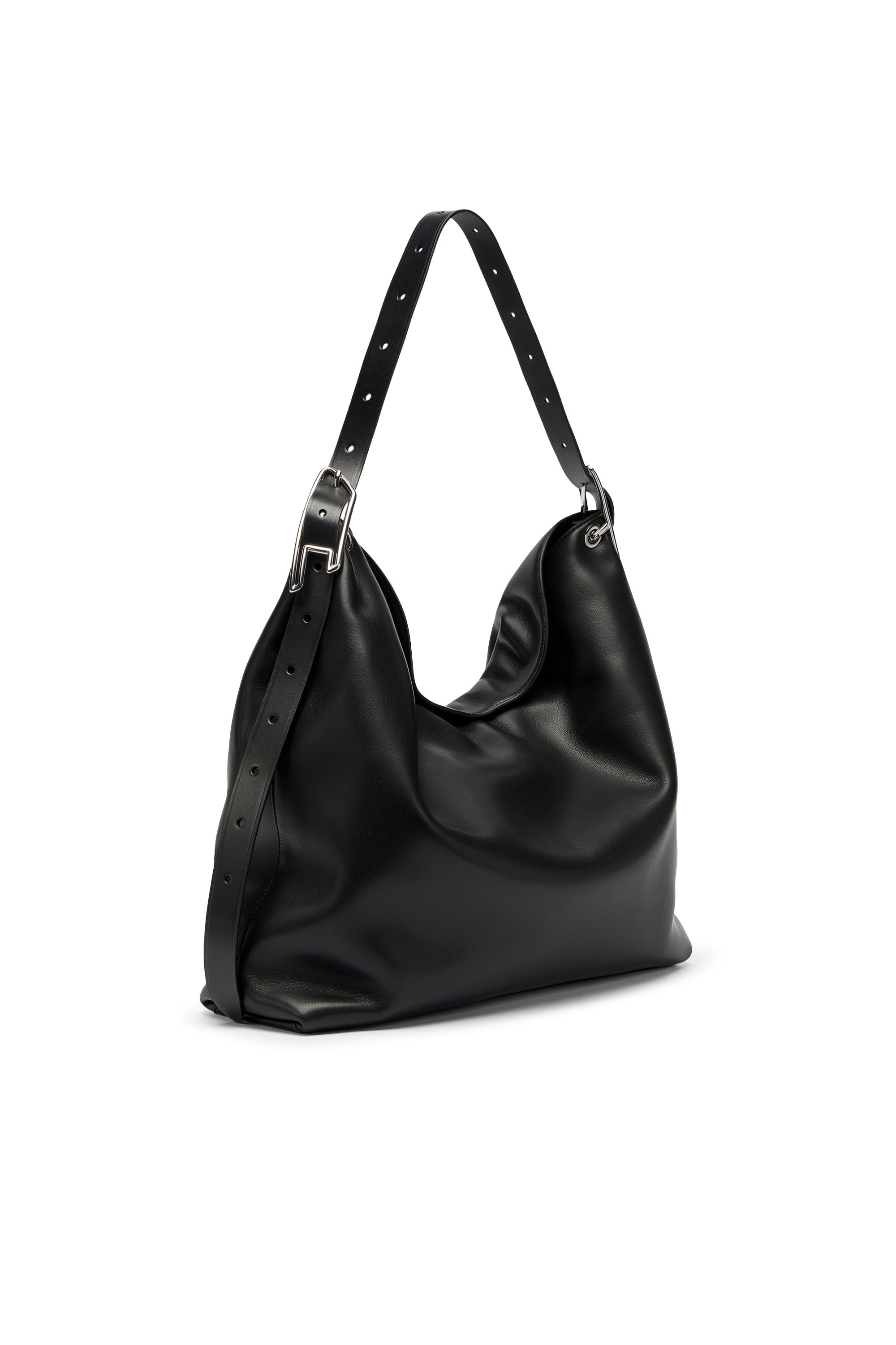 Diesel - D-LINE HOBO, D-Line-Bolso hobo en cuero Mujer in Negro - 1
