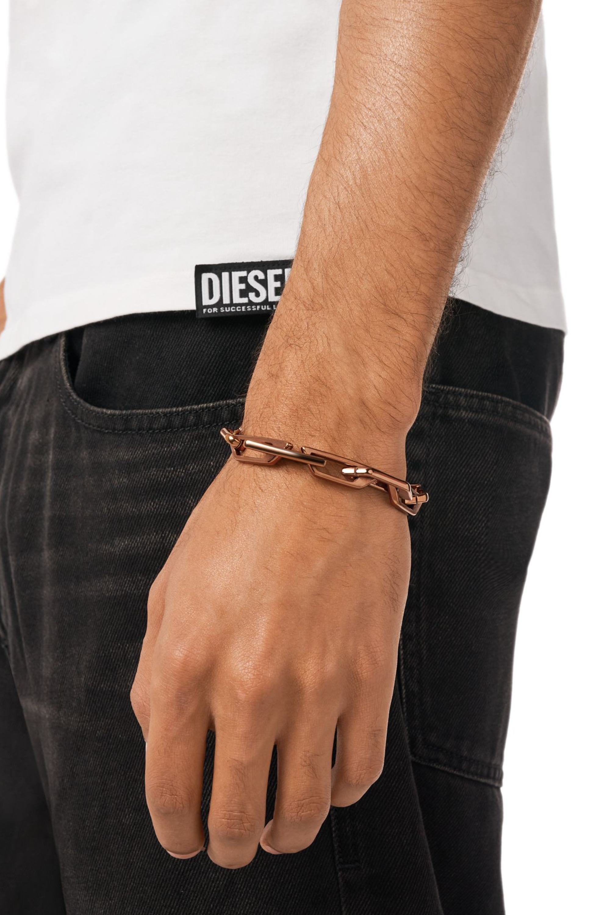 Diesel - DX1645200 JEWELLERY, Pulsera de cadena de acero inoxidable Unisex in Marrón - 4