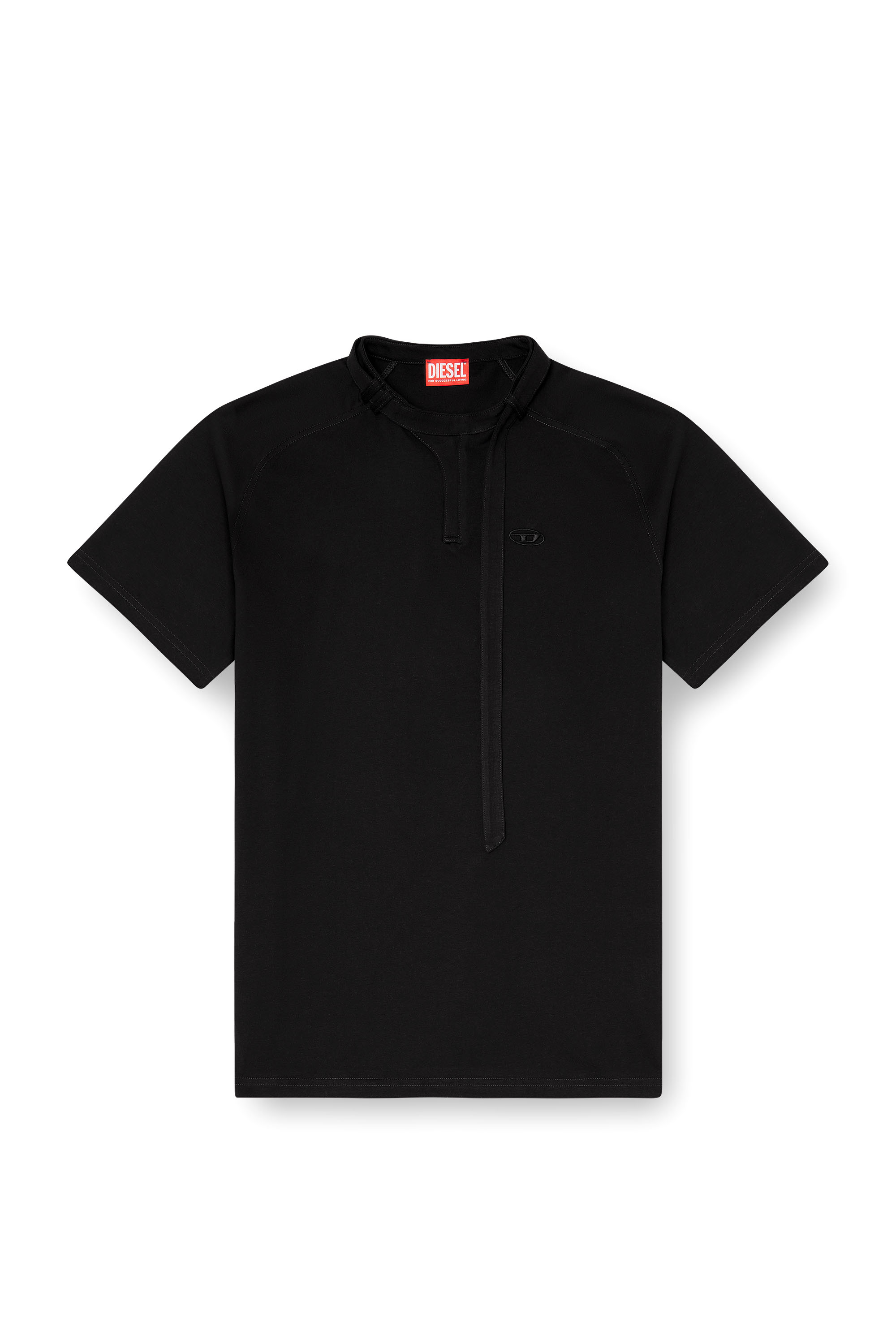 Diesel - T-KAUKO, Camiseta con tira de cuello biker Hombre in Negro - 2