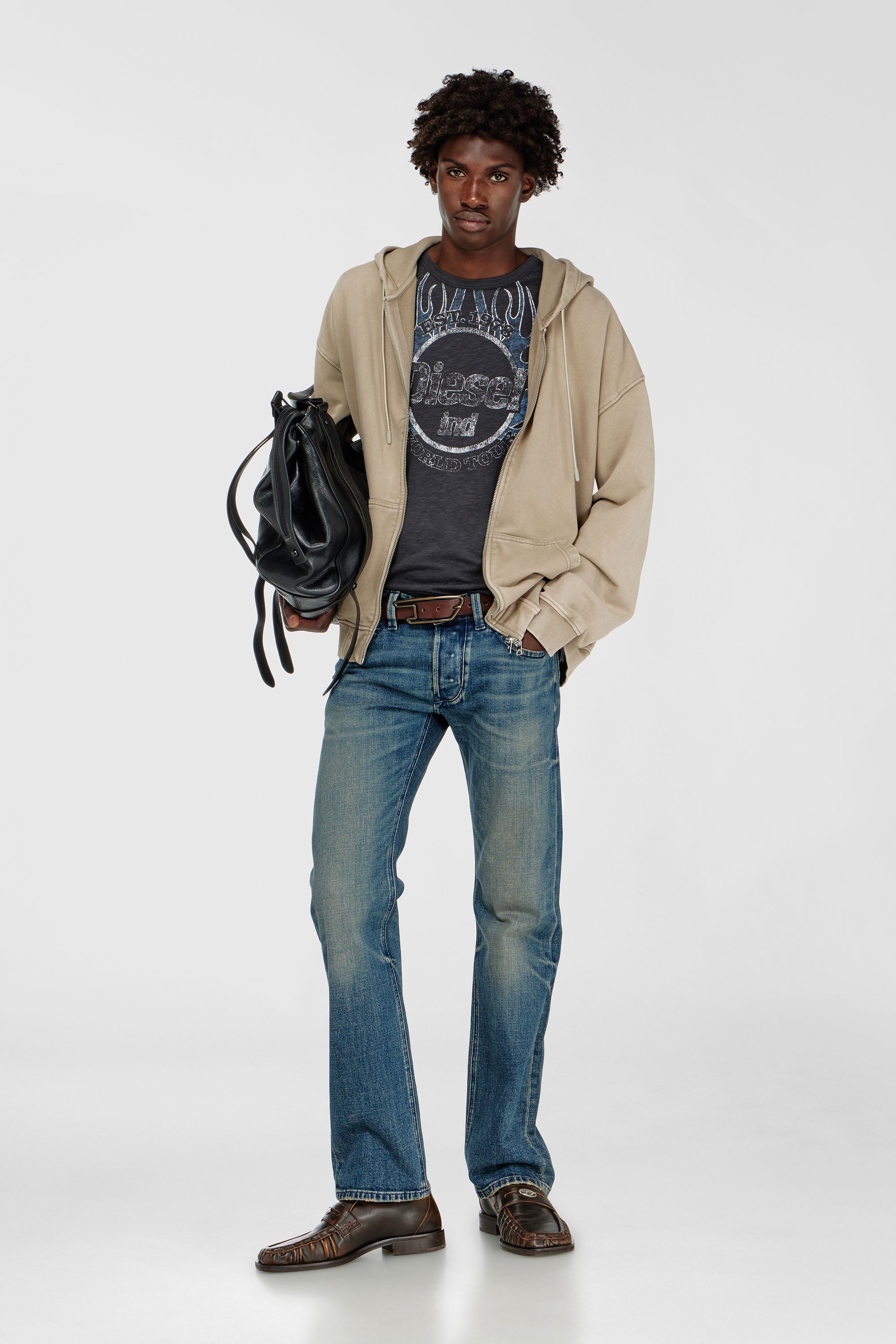 Diesel - T-NOTS, Camiseta de jersey flameado con estampado craquelado Hombre in ToBeDefined - 2