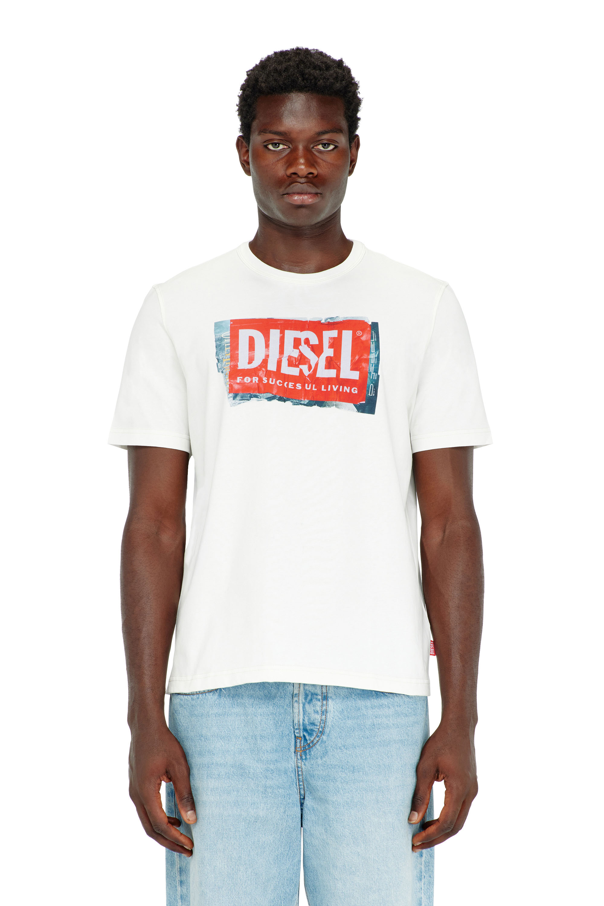 Diesel - T-ADJUST-Q6, Camiseta con logotipo con efecto arrugado Hombre in Blanco - 3