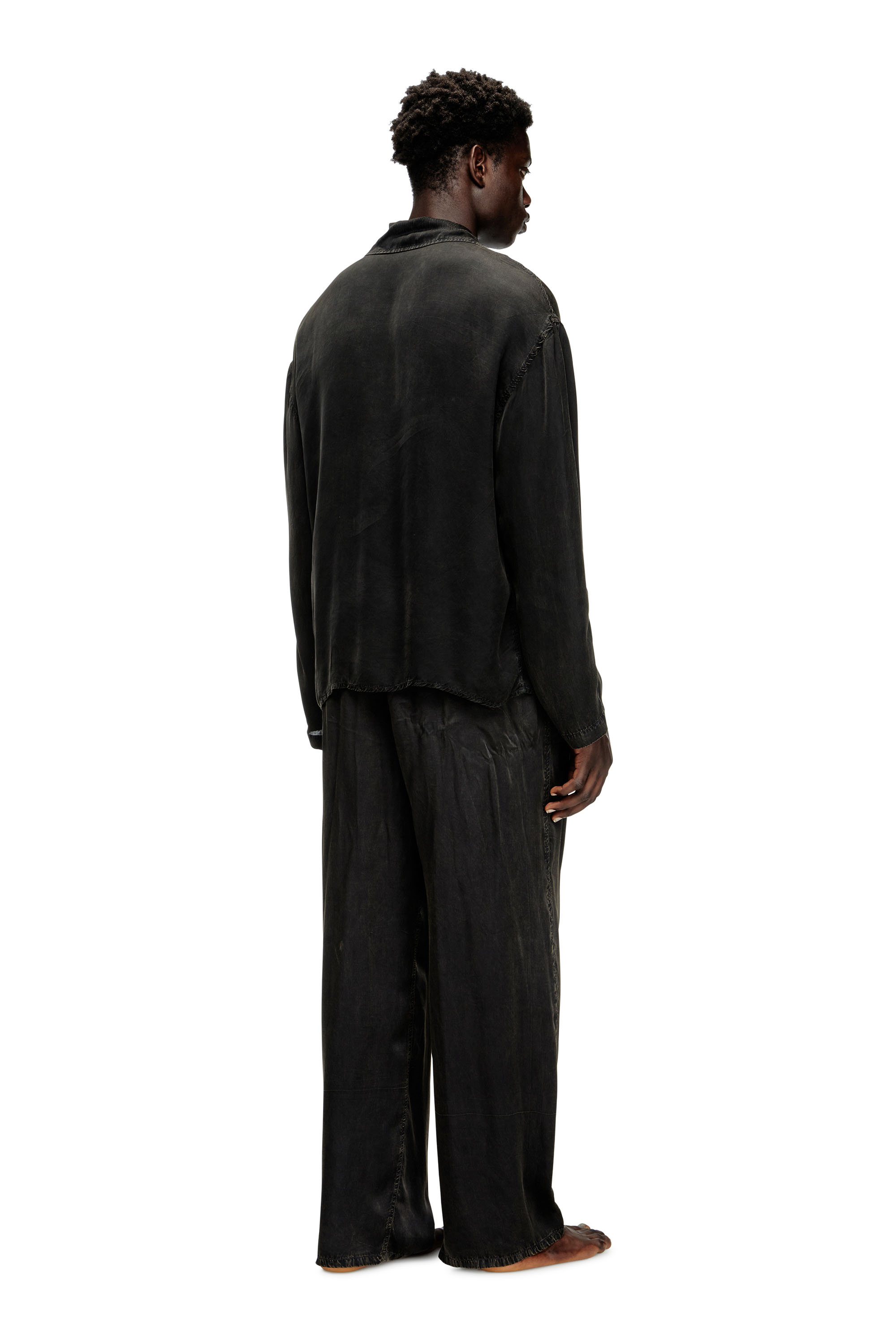 Diesel - SET-KEITH-DNM, Pijama fluido con efecto denim Unisex in Negro - 3