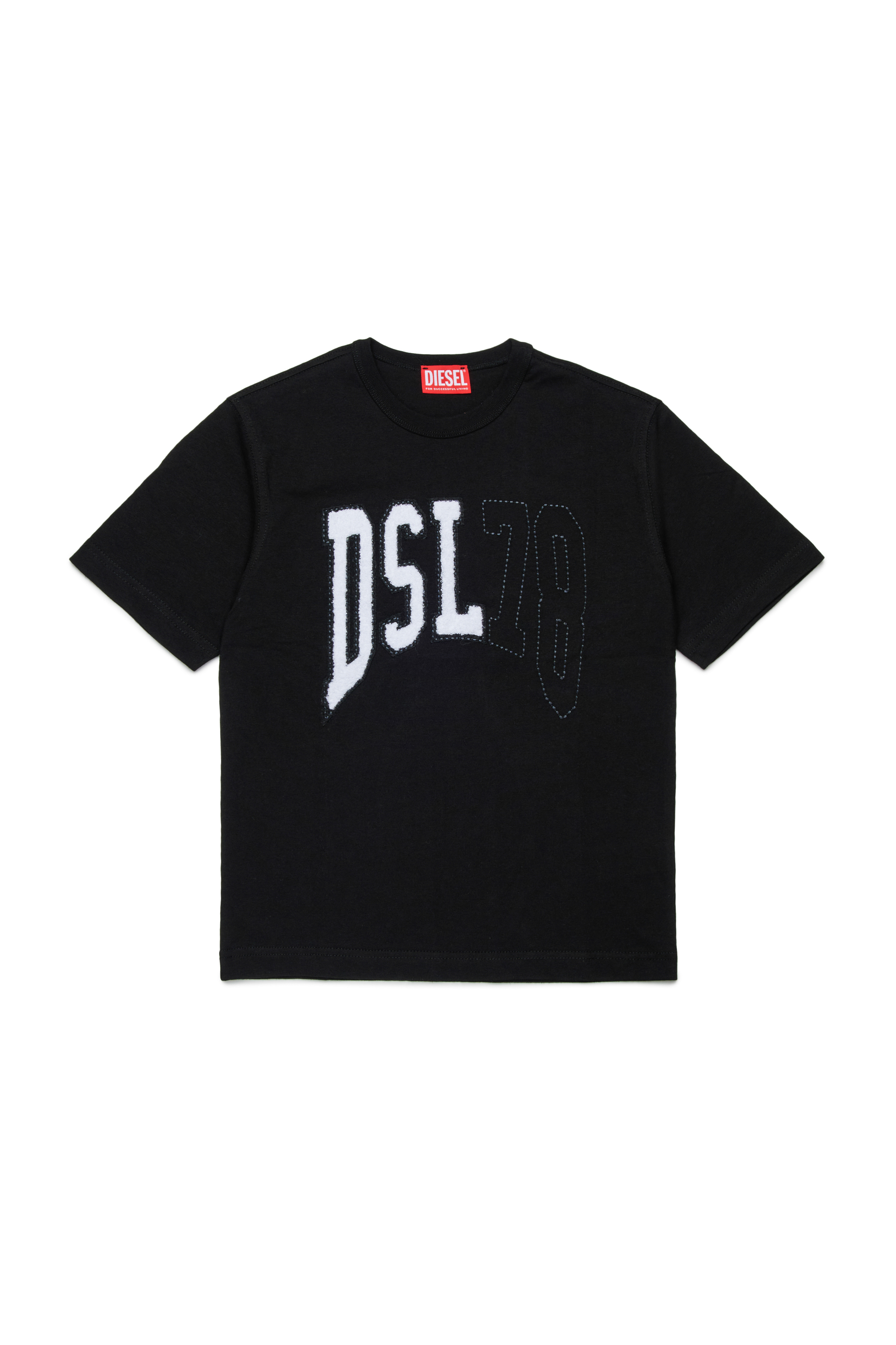 Diesel - TWASHN OVER, Camiseta con logotipo universitario DSL78 Hombre in Negro - 1