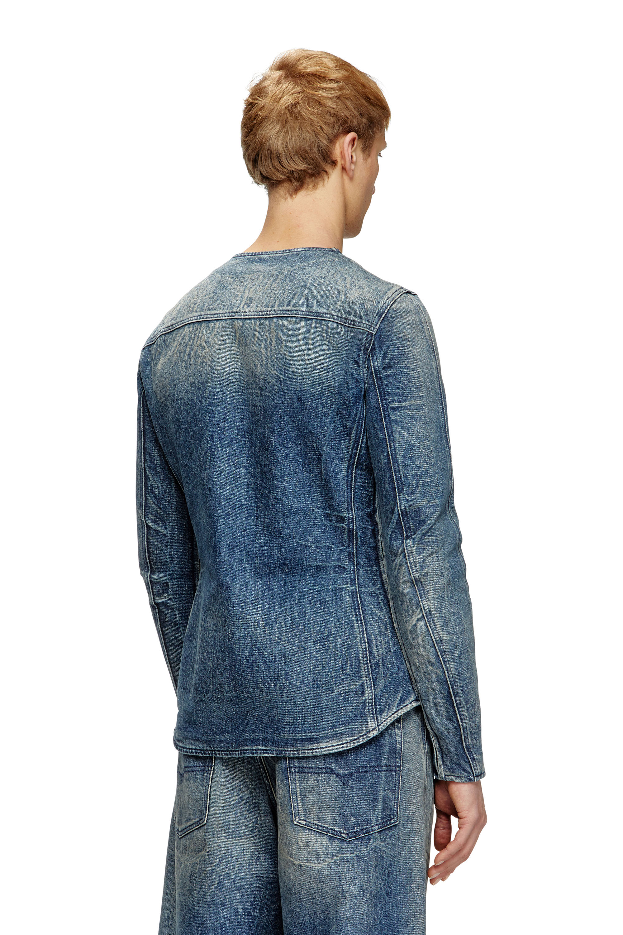 Diesel - D-CARDI-FSG, Chaqueta de denim con relieve tipo fantasma Hombre in Azul marino - 4