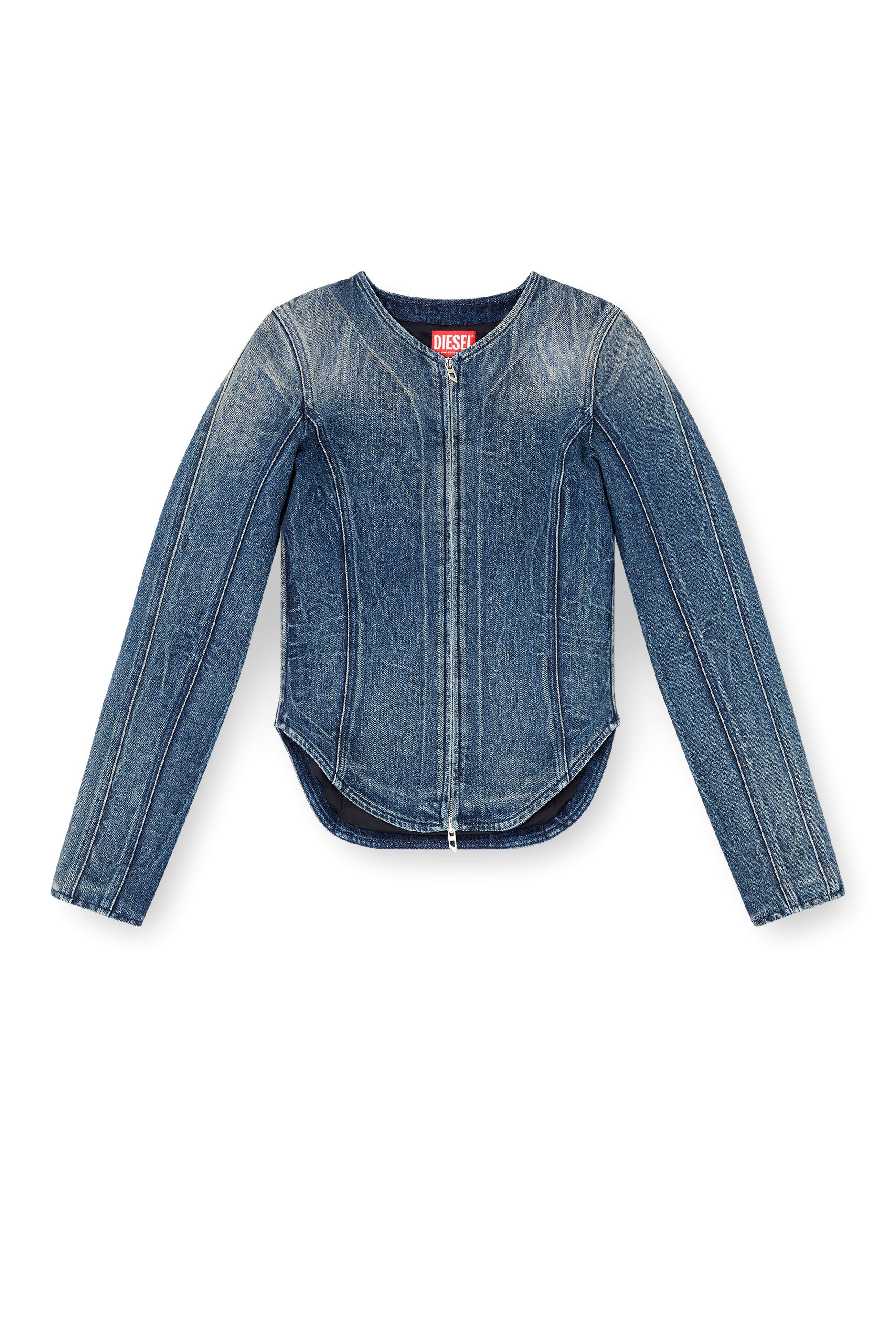 Diesel - DE-GARY-FSG, Chaqueta de denim con relieve tipo fantasma Mujer in Azul marino - 3