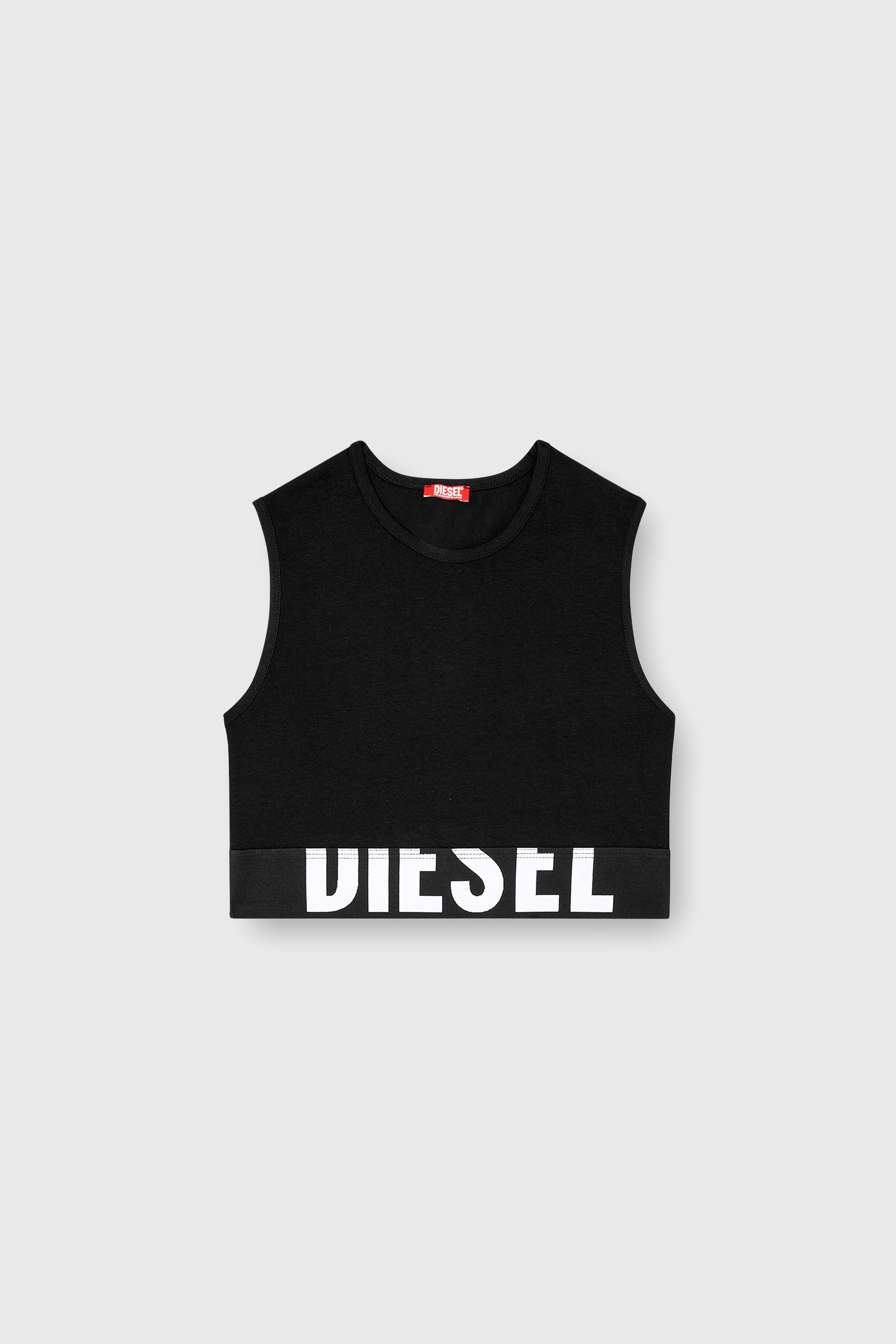 Diesel - ADA-D-POP, Camiseta con tirantes recortada con logotipo recortado Mujer in Negro - 2