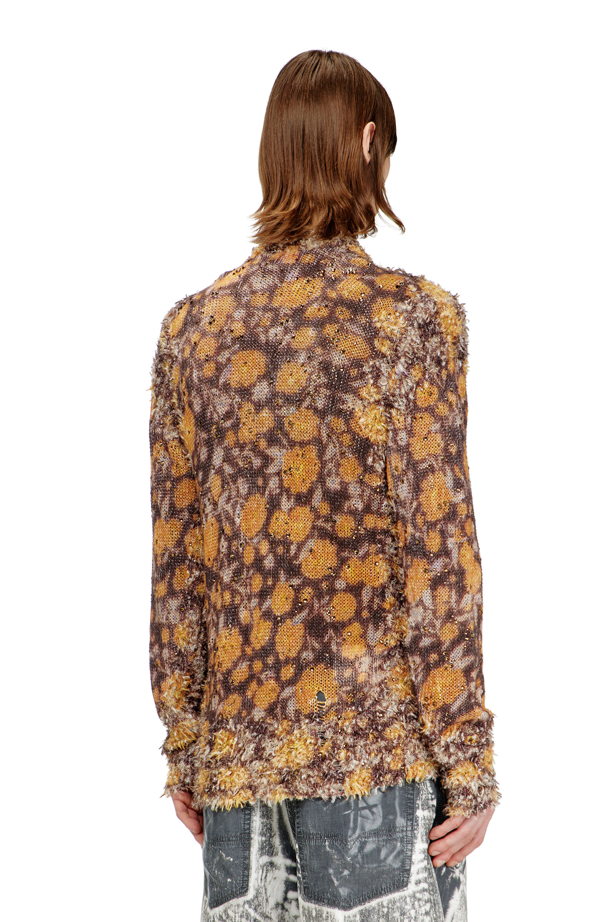 Diesel - K-LINNUS, C&aacute;rdigan de mezcla de lino estampado con cristales Hombre in Multicolor - 4