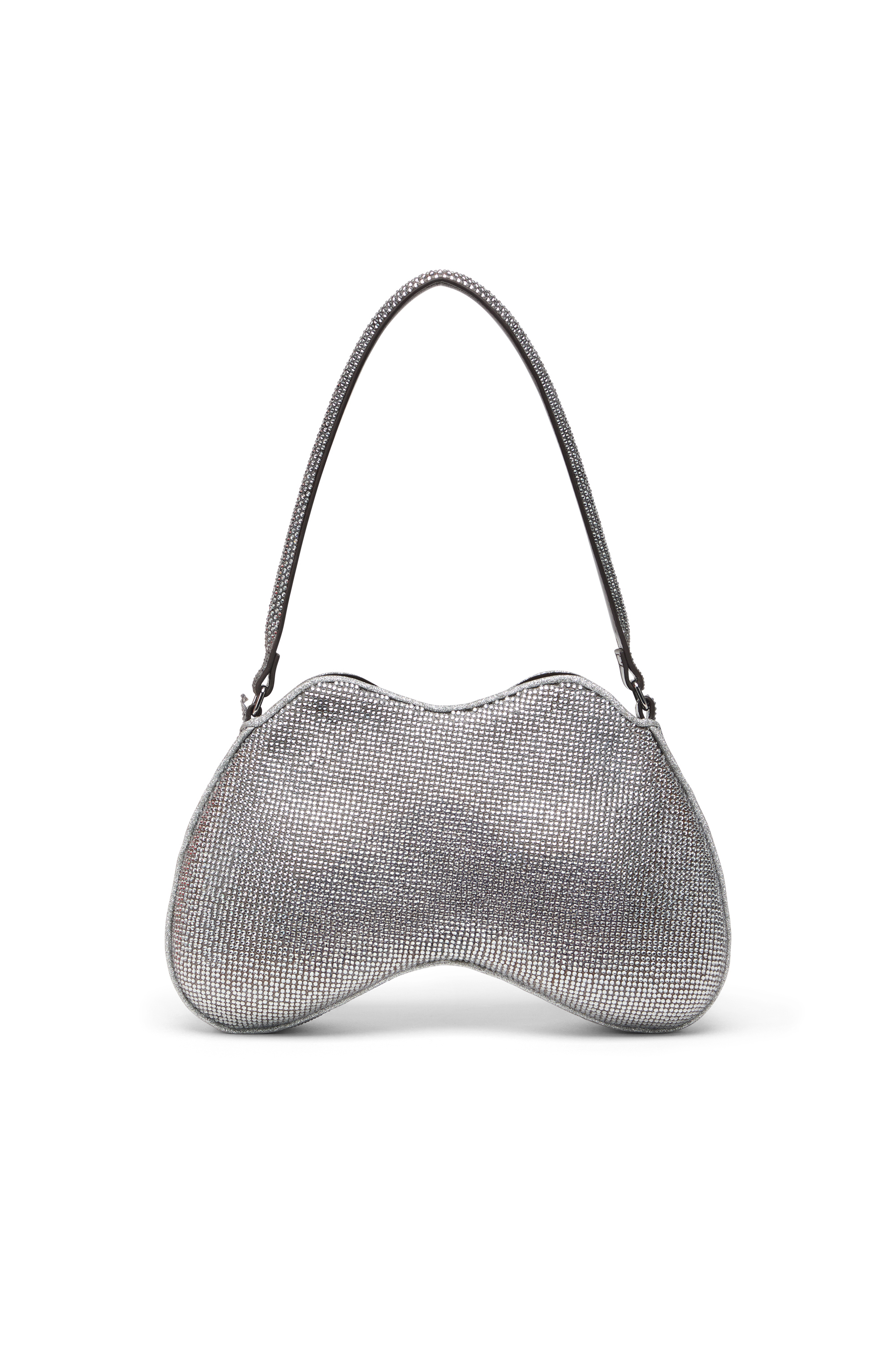 Diesel - DOUBLE-D SHOULDER, Double-D-Bolso de hombro con cristales por toda su superficie Mujer in Plateado - 2