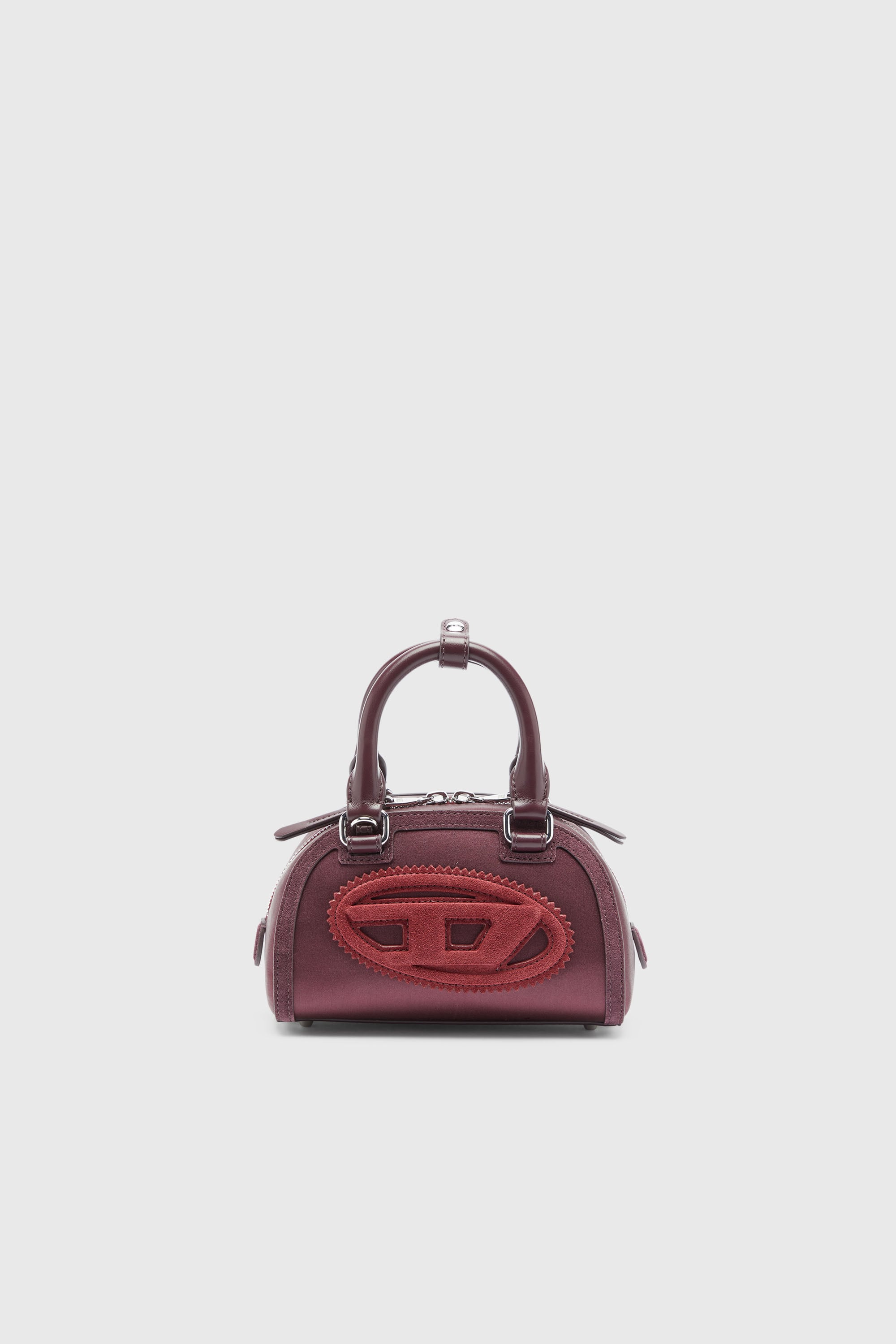 Diesel - 1DR DOME CROSSBODY, 1DR Dome - Peque&ntilde;o bolso bandolera de sat&eacute;n y ante Mujer in Rojo - 1