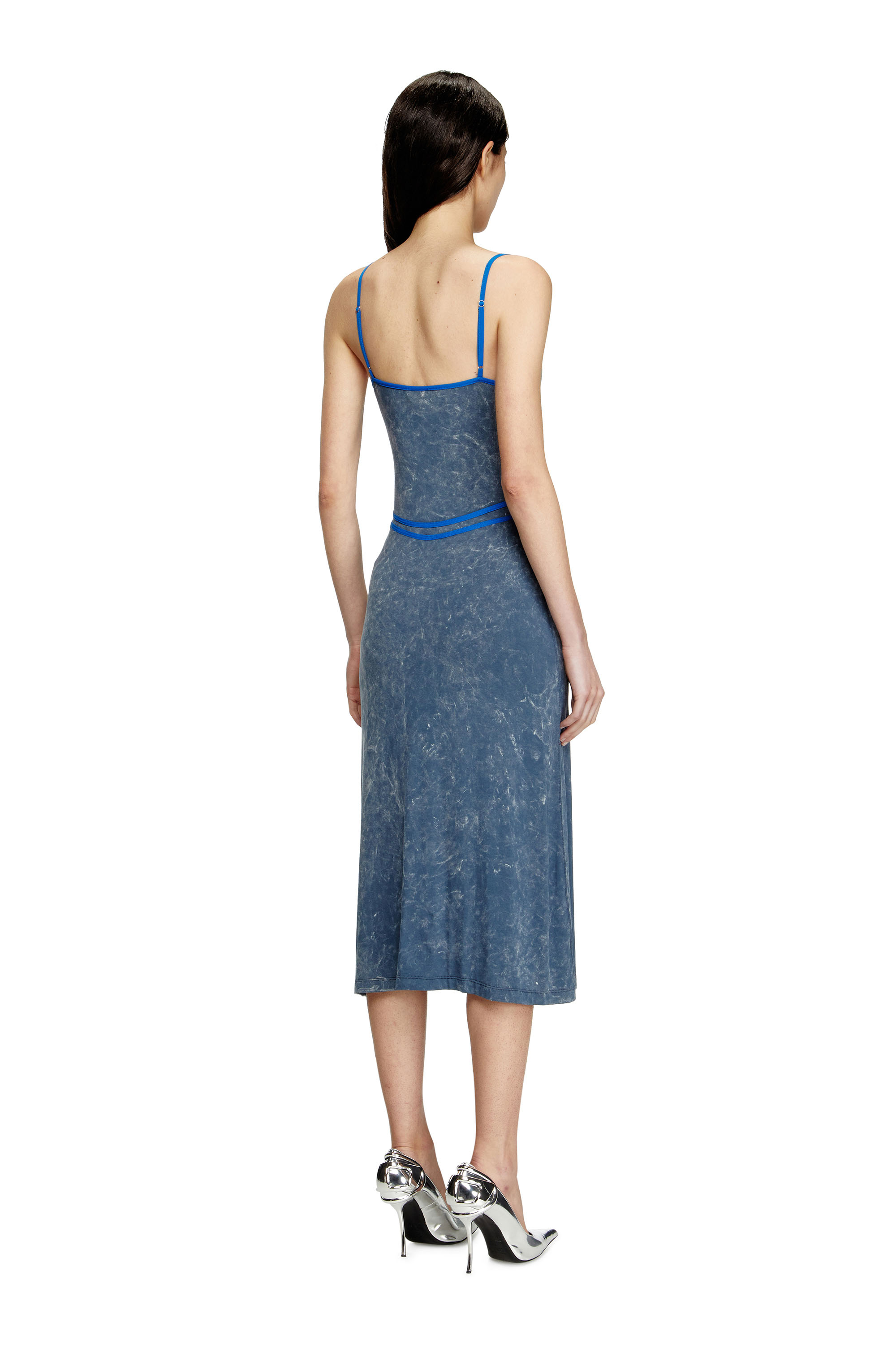 Diesel - D-WOW, Vestido de tirantes con detalle de ropa interior Mujer in Azul marino - 4