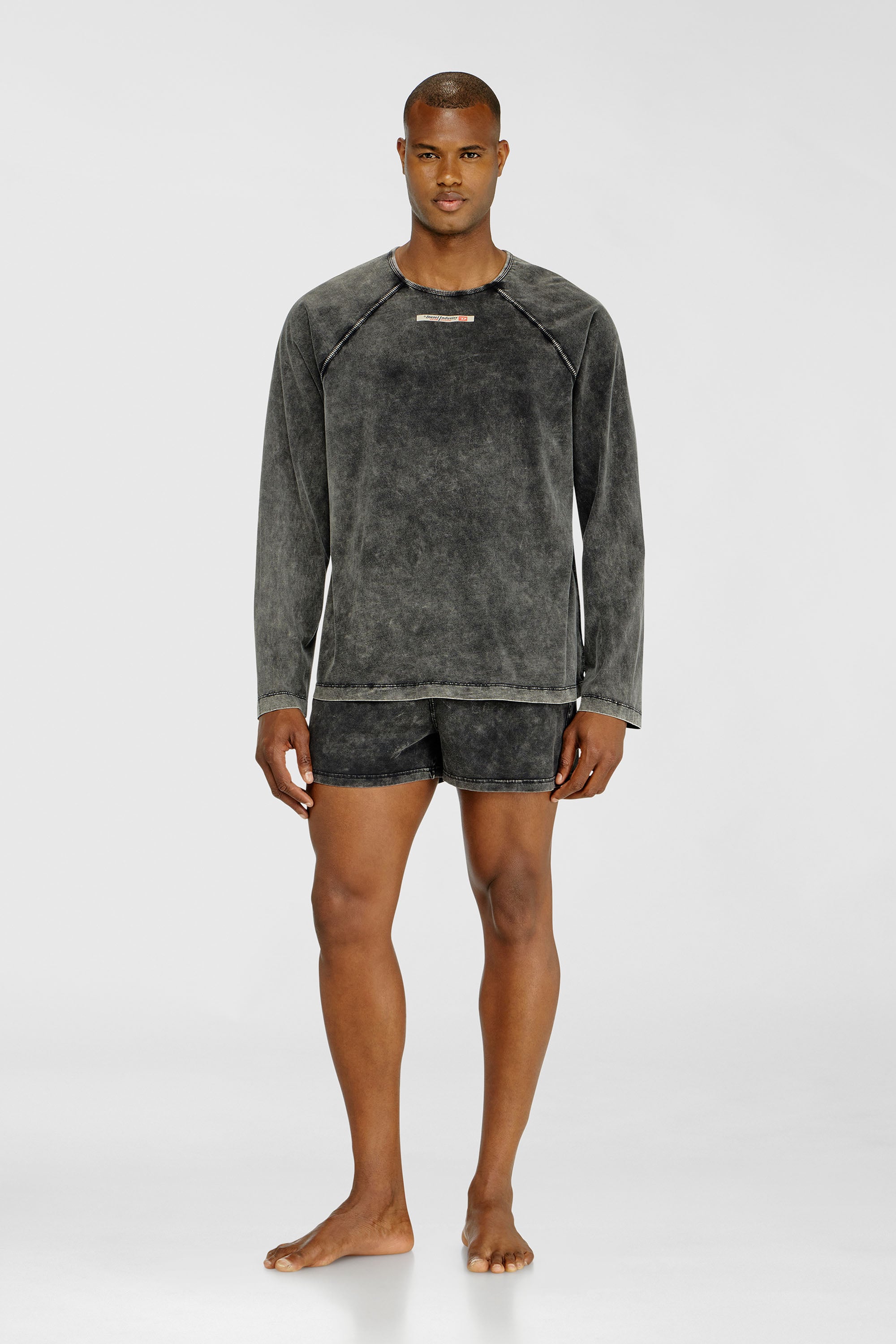 Diesel - BRYAN-DNM, Top de pijama de algod&oacute;n con patch de logo Hombre in Gris - 2