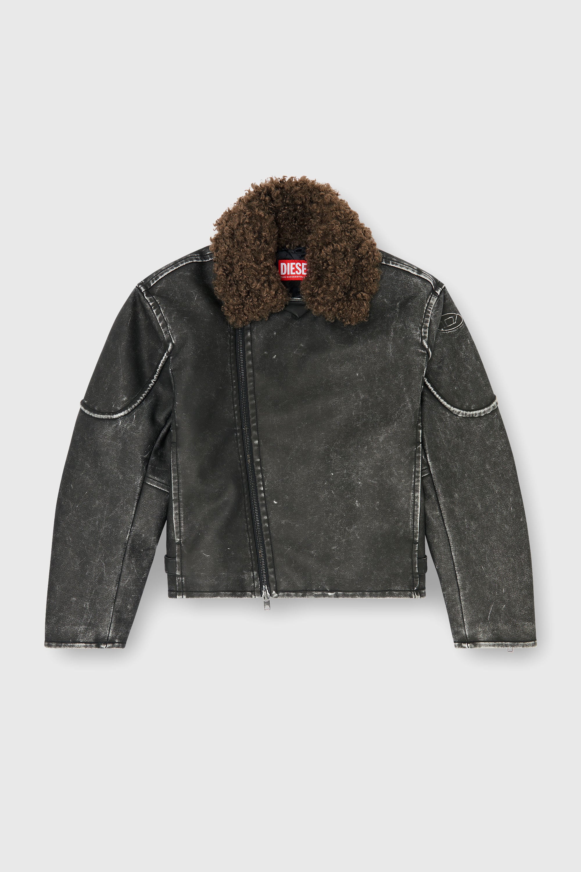 Diesel - W-ALEX, Chaqueta biker con cuello desmontable Hombre in Gris - 2