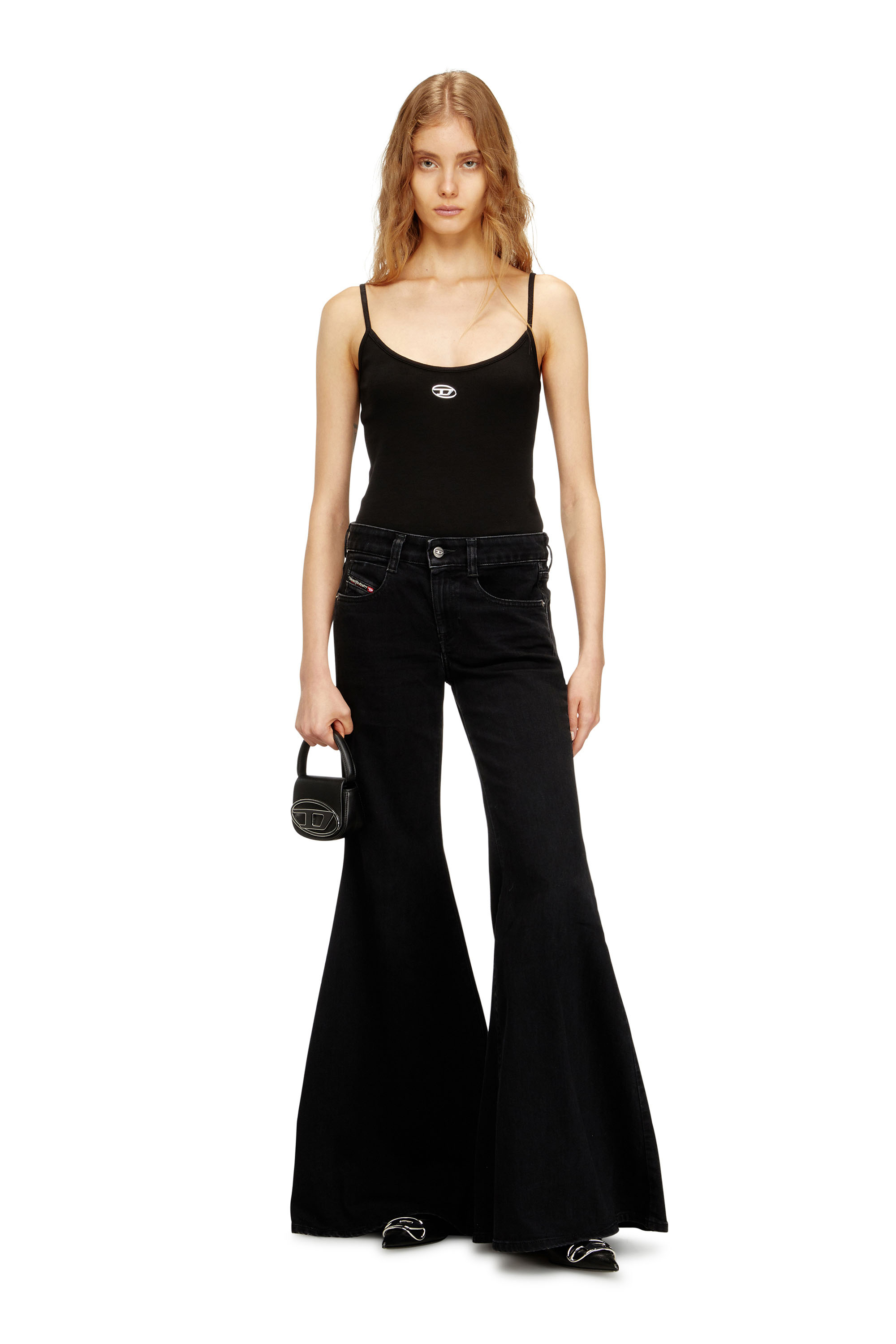 Diesel - Flare Jeans 1970 D-Bleess 09N89 Mujer, Negro/Gris oscuro - 2