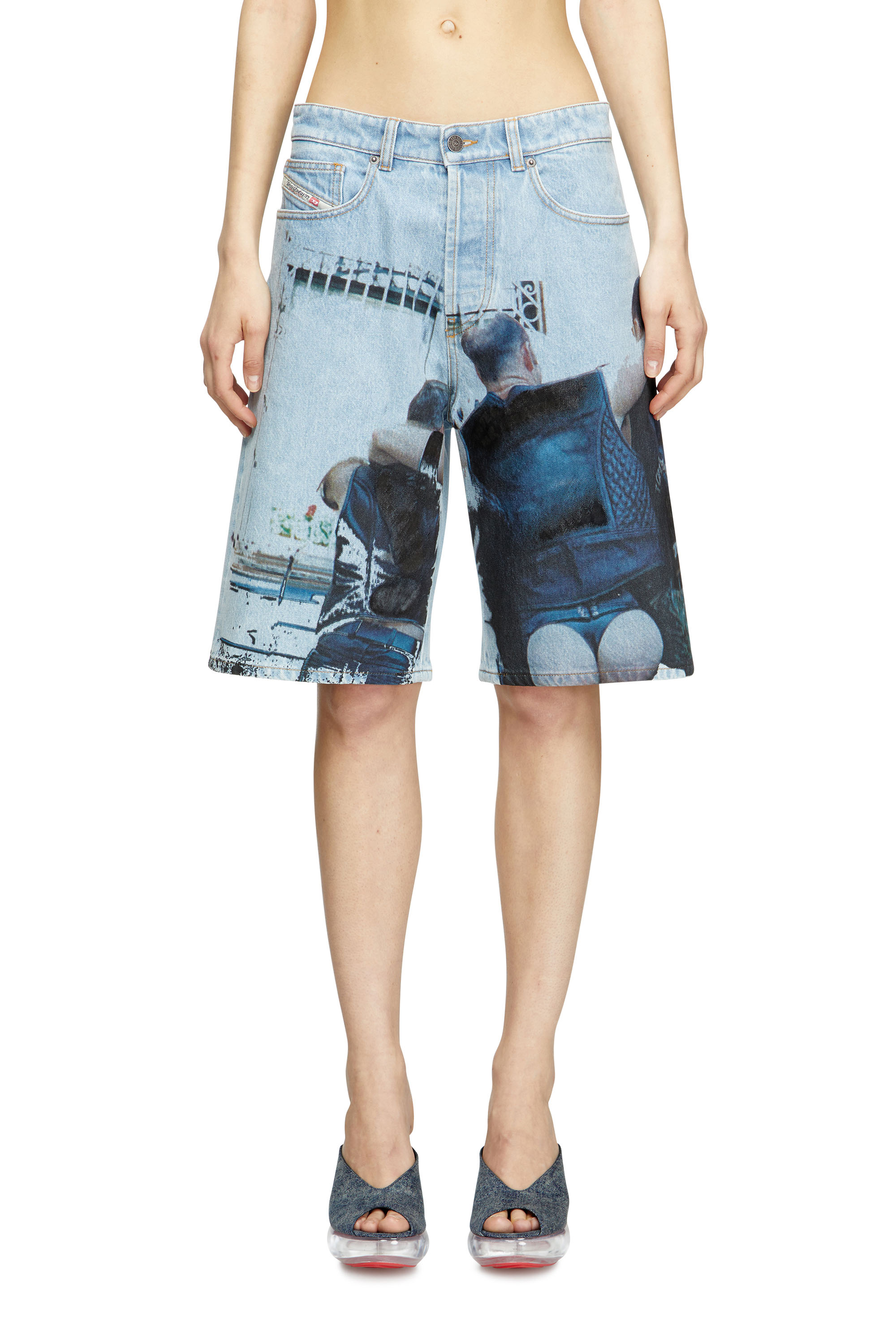 Diesel - PR-D-RIXFORD-S, Pantalones cortos de denim con estampado desteñido Unisex in Azul marino - 4