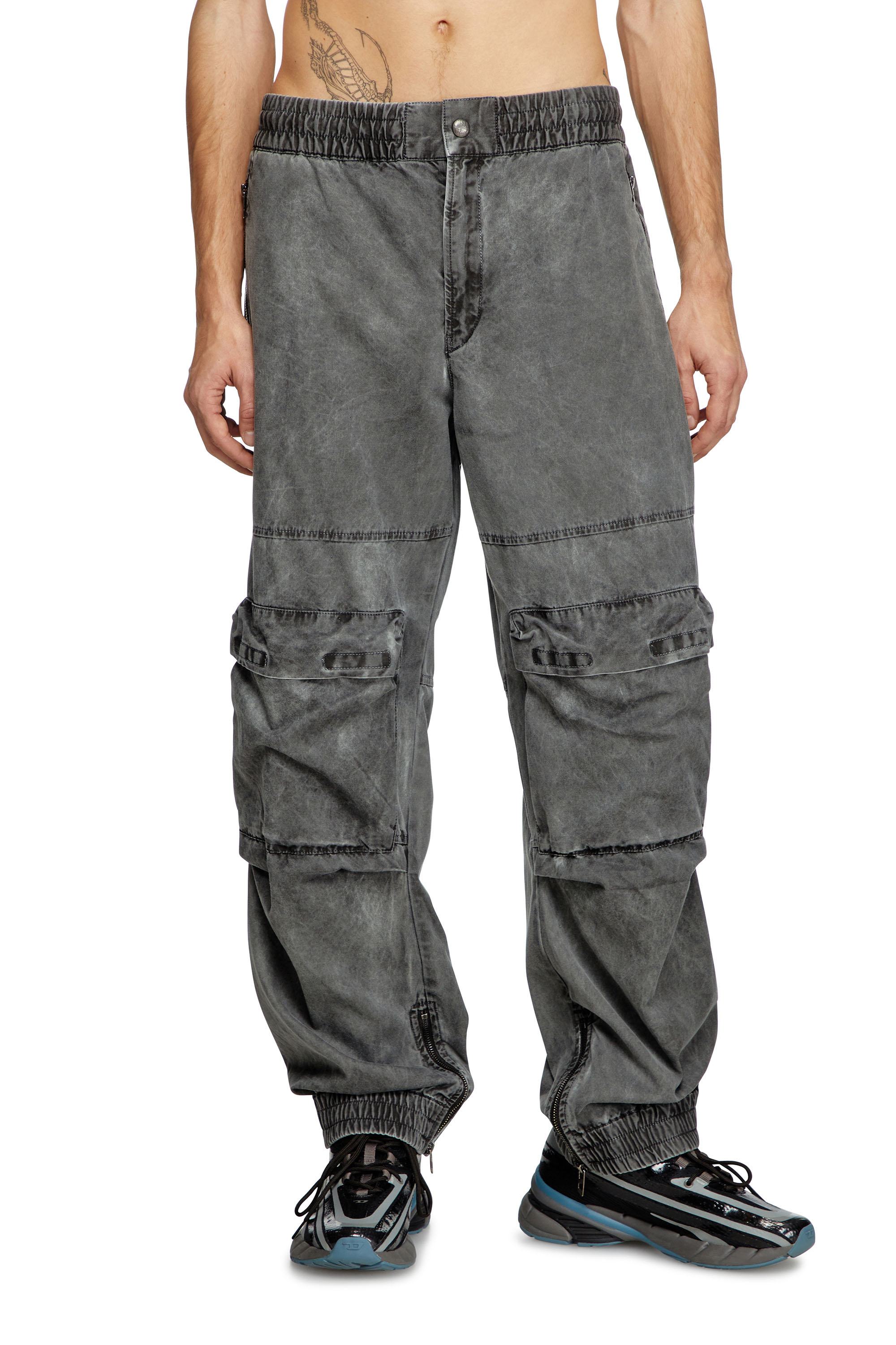 Diesel - P-BEECK, Pantalones cargo de sarga de algodón Hombre in Gris - 1