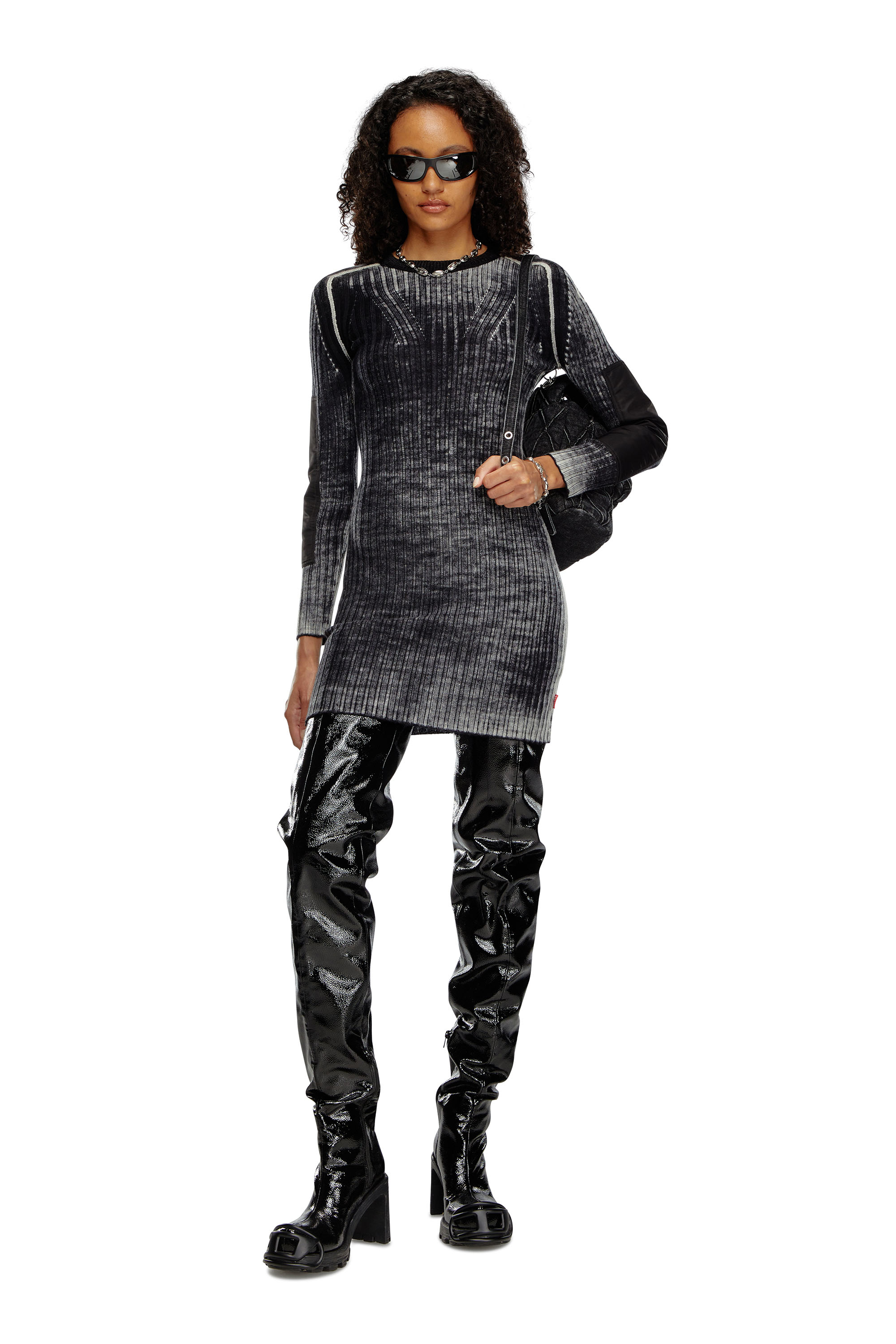 Diesel - M-ARTISTA, Mujer Vestido corto tejido con lana tratada in Negro - Image 2