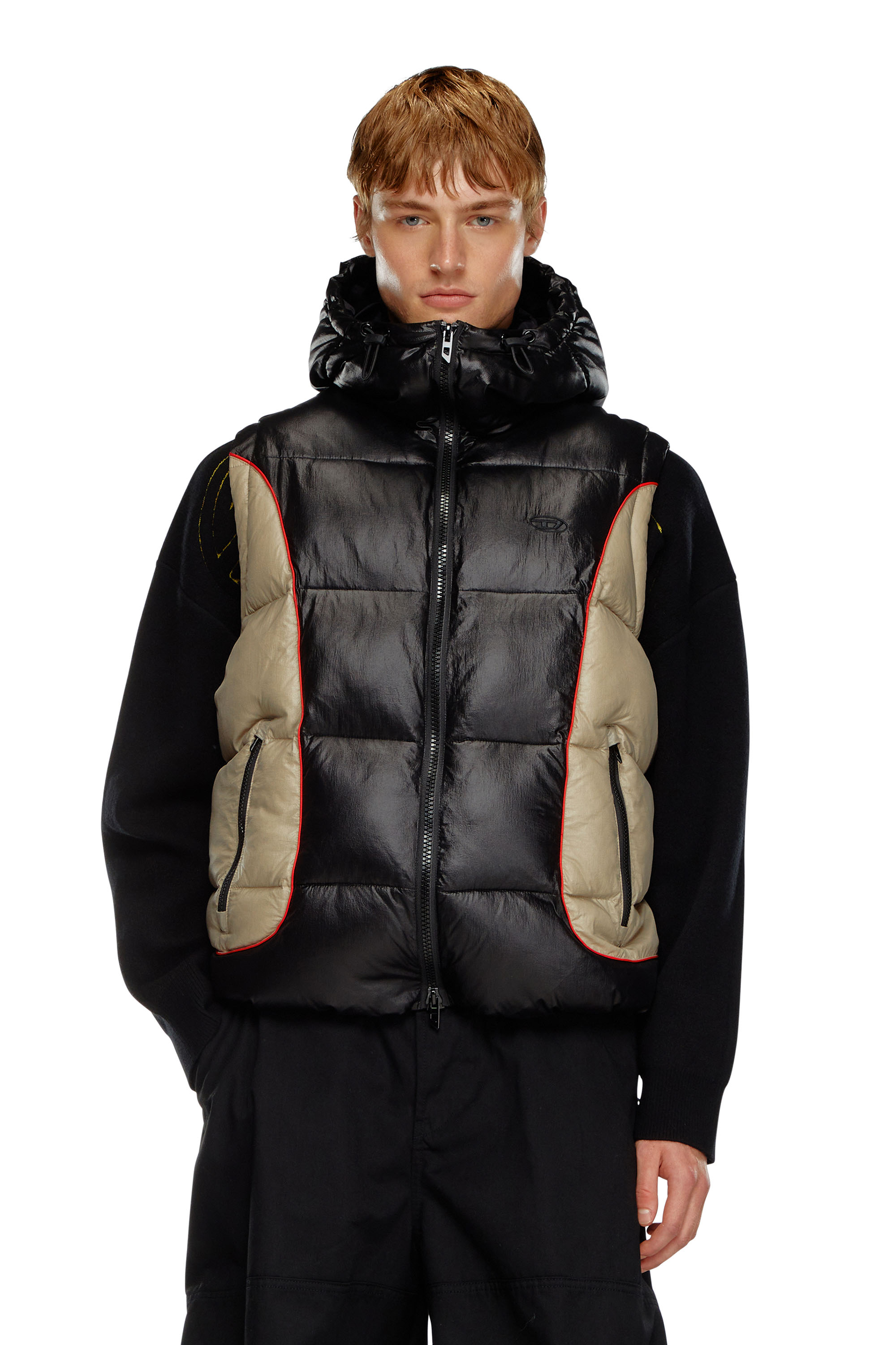 Diesel - W-OSTEND-SL, Chaleco puffer con capucha de ripstop brillante Hombre in Multicolor - 1