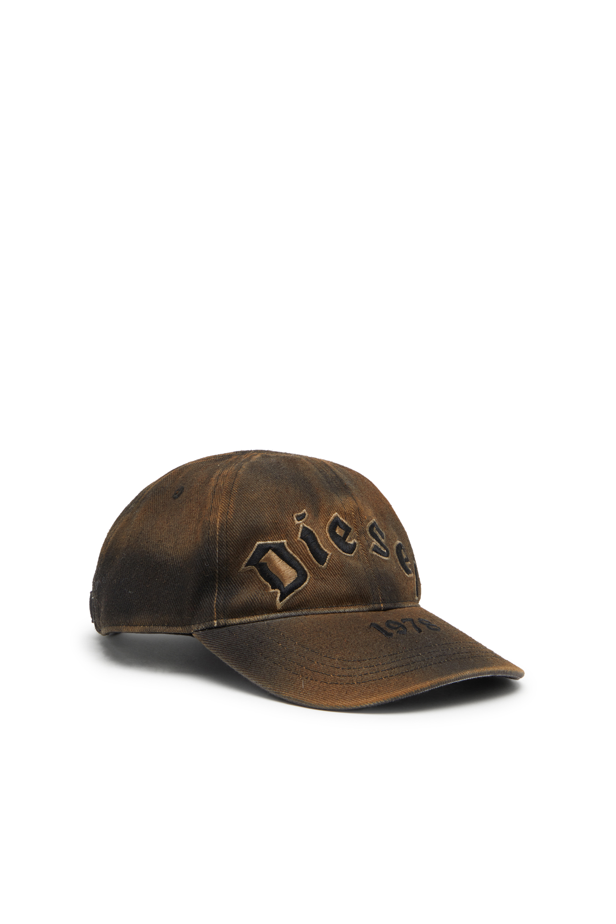 Diesel - C-SELGOT, Gorra de b&eacute;isbol de sarga de algod&oacute;n con efecto vivido Hombre in Marr&oacute;n - 1