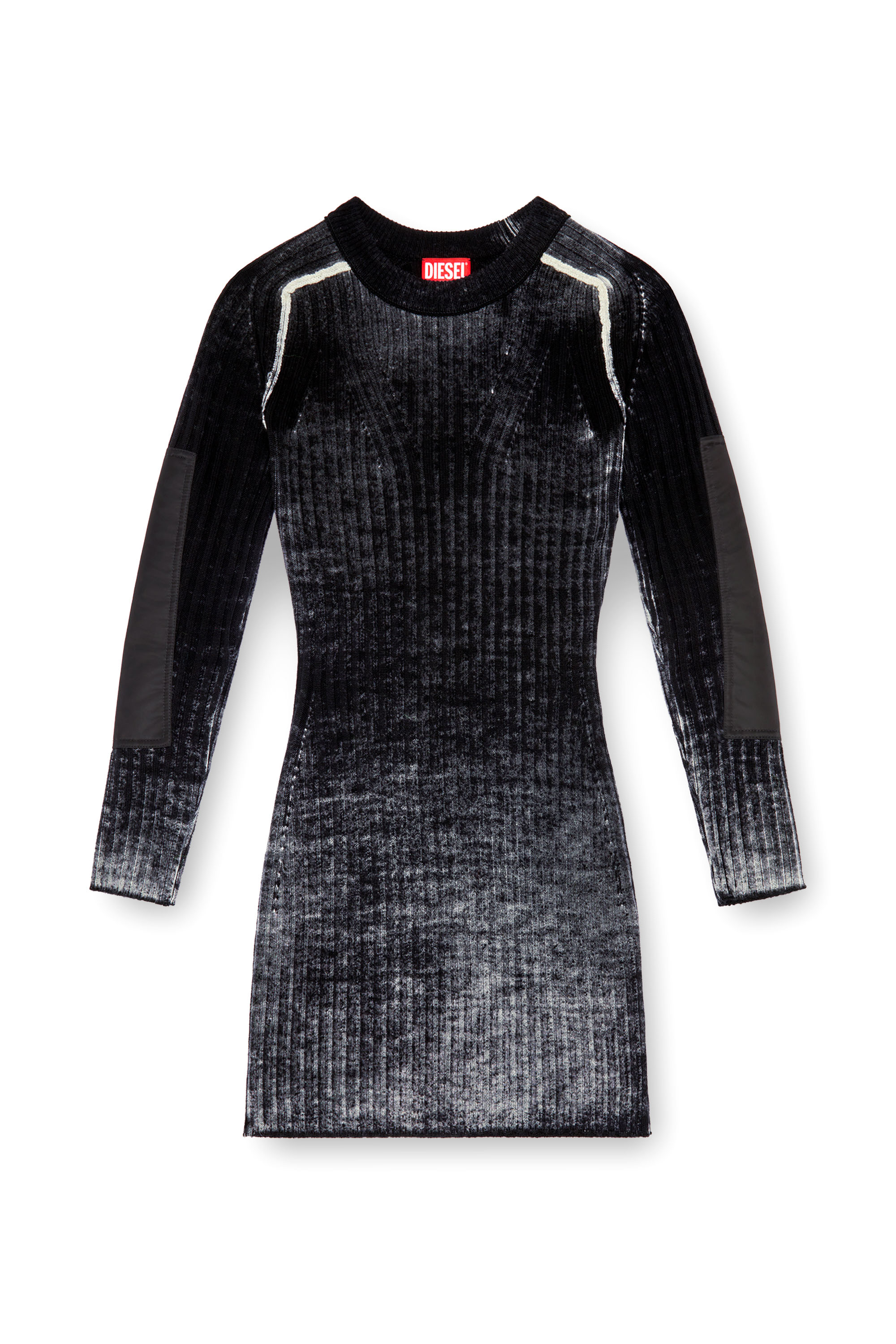 Diesel - M-ARTISTA, Mujer Vestido corto tejido con lana tratada in Negro - Image 1